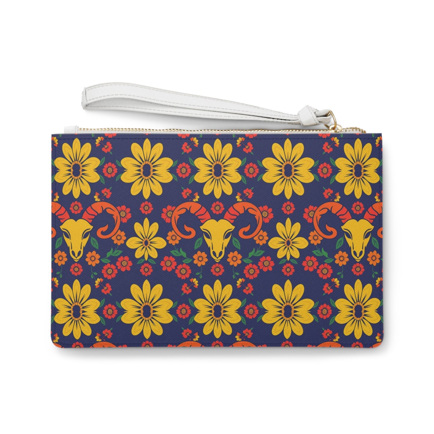 Clutch Bag, Aries, Zodiac v4, Flower Pattern