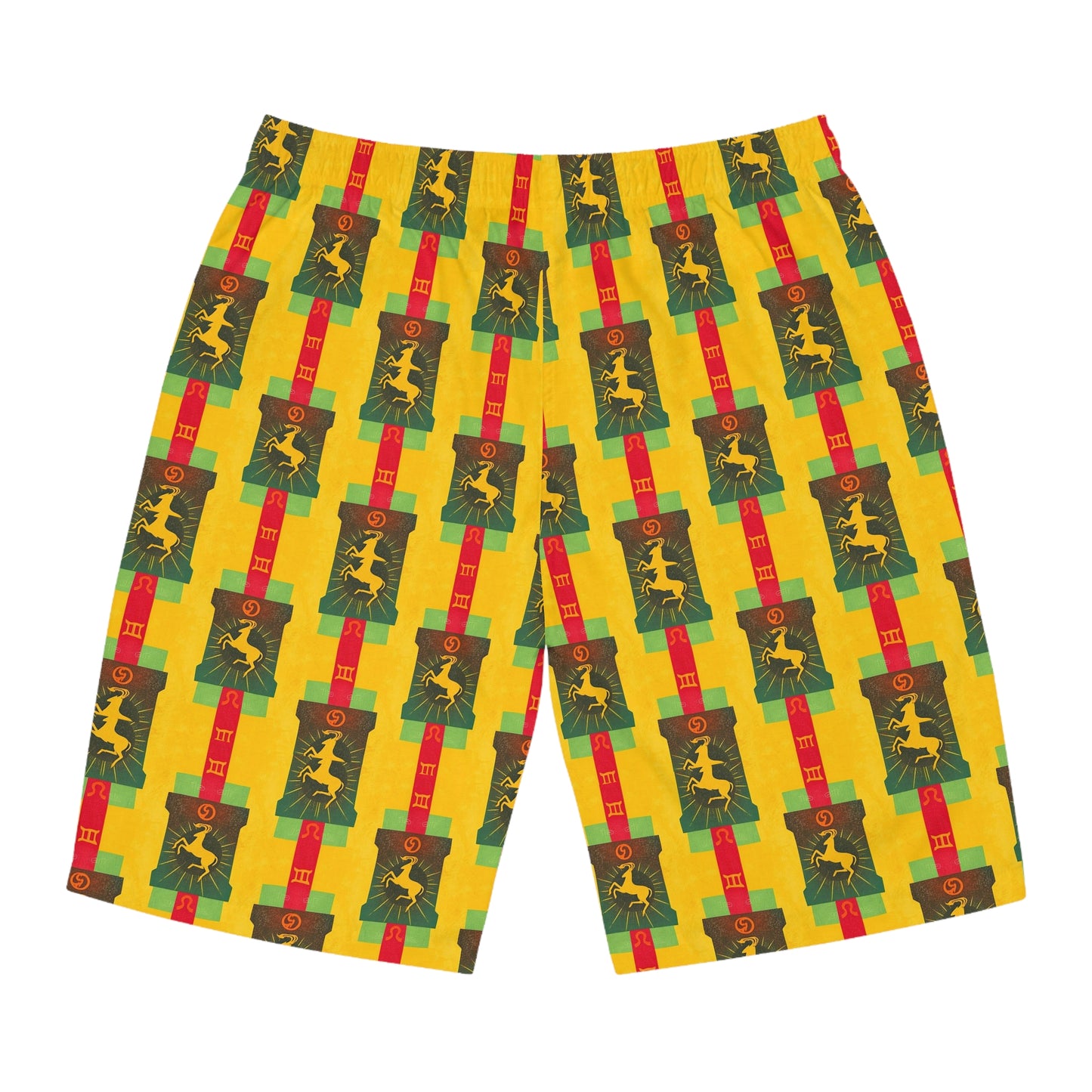 Men's Board Shorts, (AOP), Capricorn, Zodiac v1, Shape Pattern