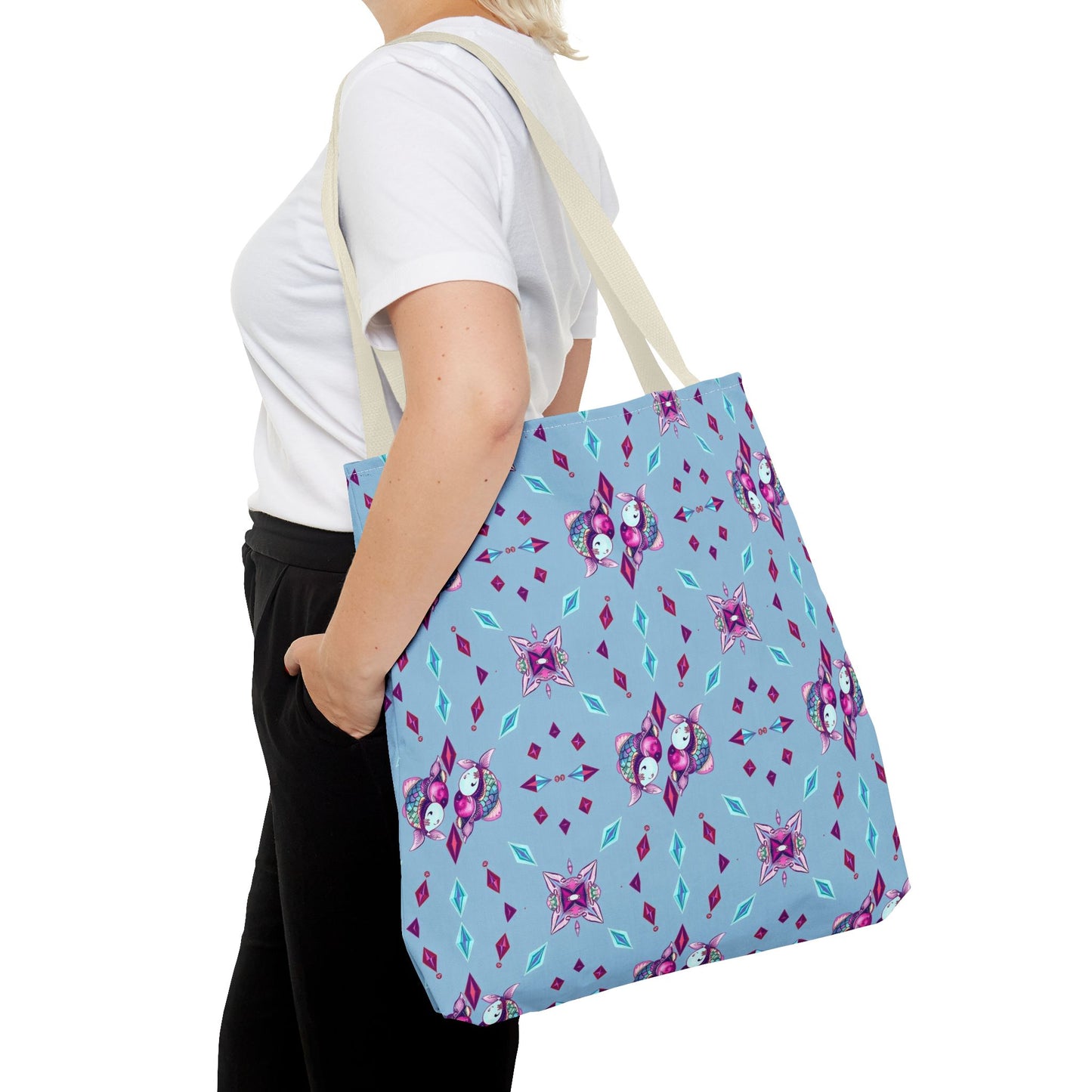 Tote Bag (AOP), Pisces, Zodiac v1, Jewel Pattern