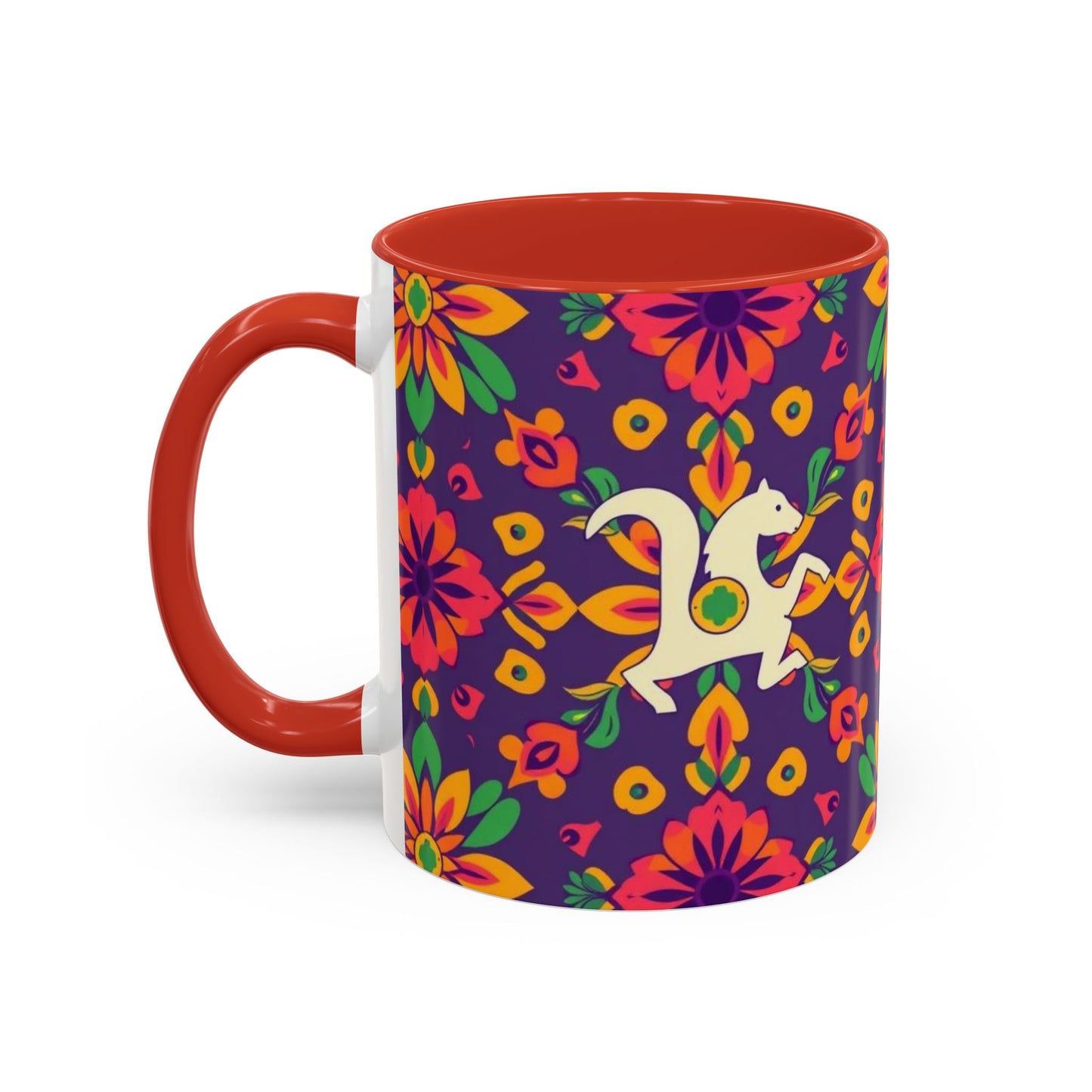 Accent Coffee Mug, Aquarius, Zodiac v2, Flower Pattern, (11, 15oz)