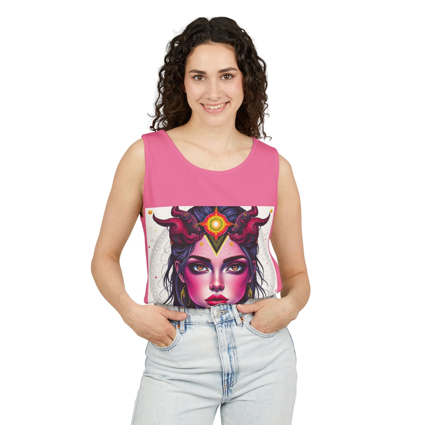 Unisex Garment-Dyed, Tank Top, Virgo Design, Pop Art, 100% US cotton