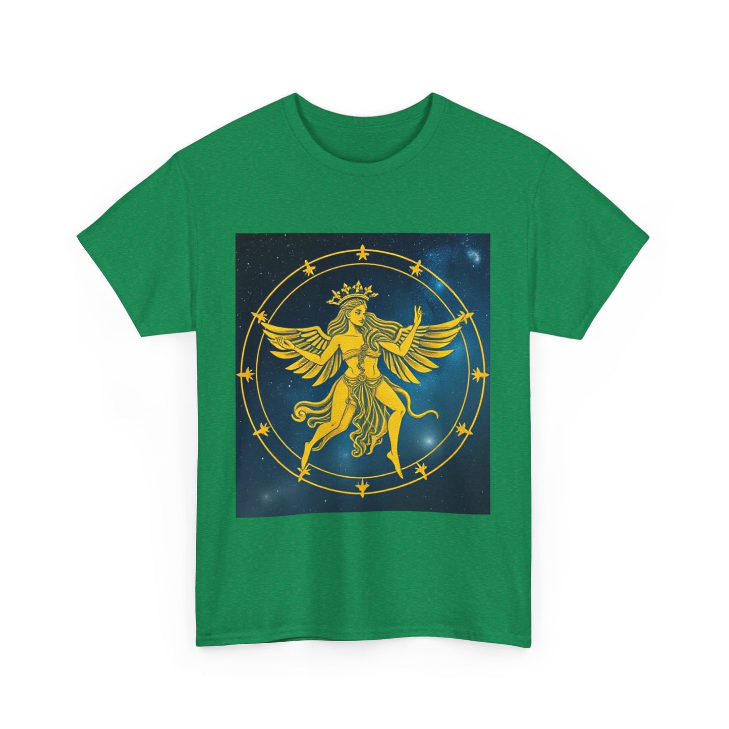 Unisex Heavy Cotton T-Shirt, Twin Angel v3, Gemini Zodiac Design