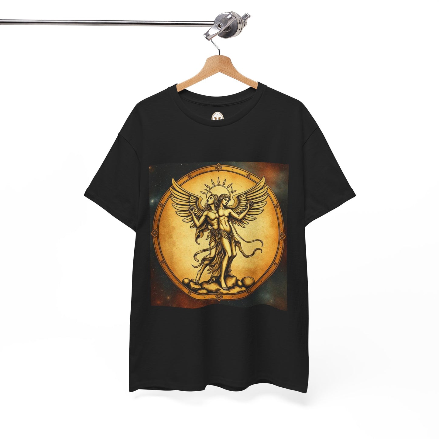 Unisex Heavy Cotton T-Shirt, Twin Angel v1, Gemini Zodiac Design