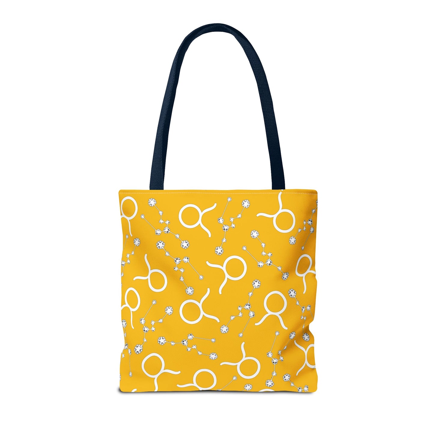 Tote Bag, Taurus Zodiac Sign, AOP, (Yellow, White)