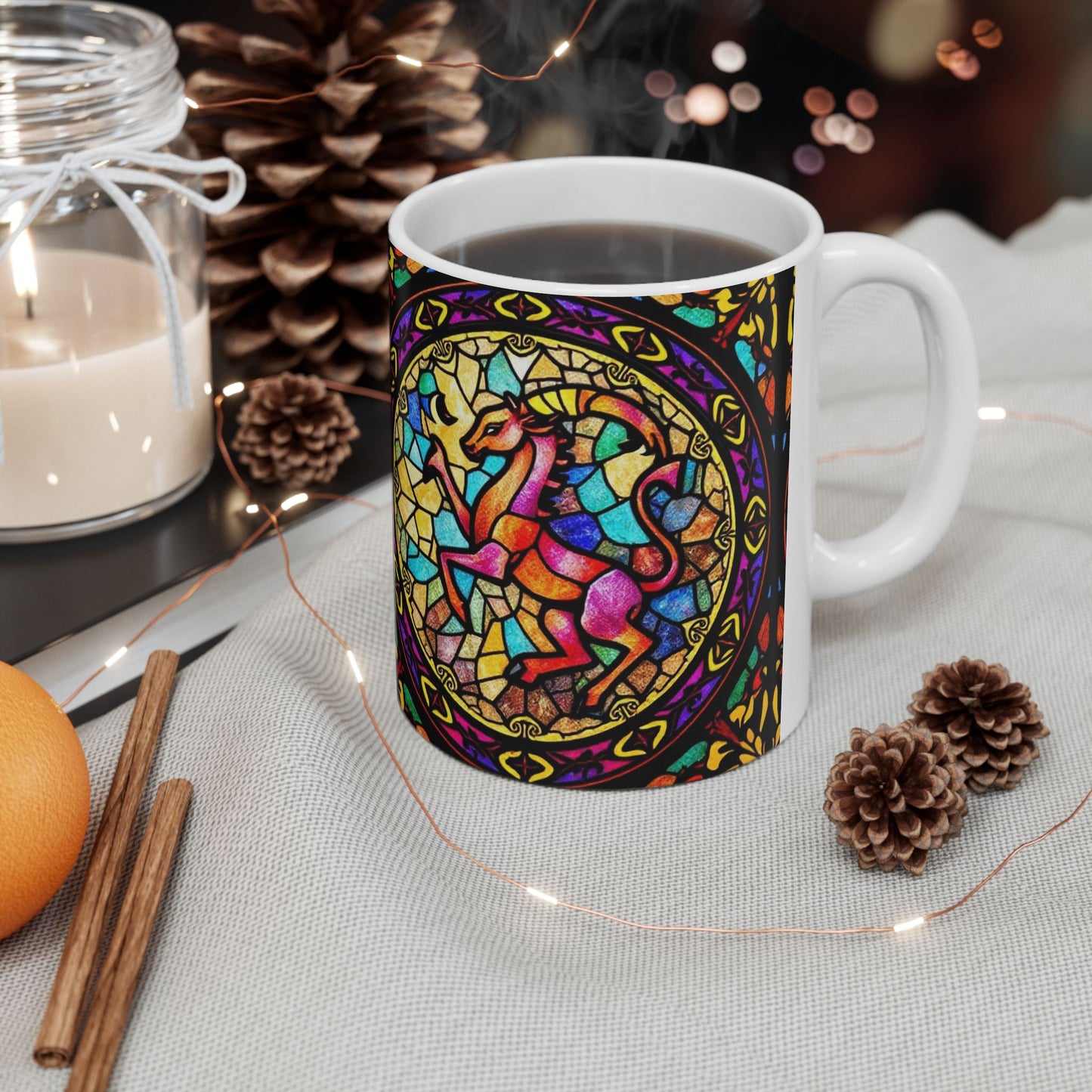 Ceramic Mug, (11oz, 15oz), Ceramic Coffee Mug, AOP, Glass Design v1, Aries Zodiac