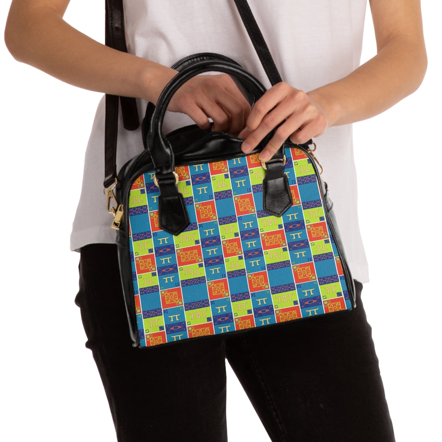 Shoulder Handbag, Gemini, Zodiac v3, Shapes Pattern