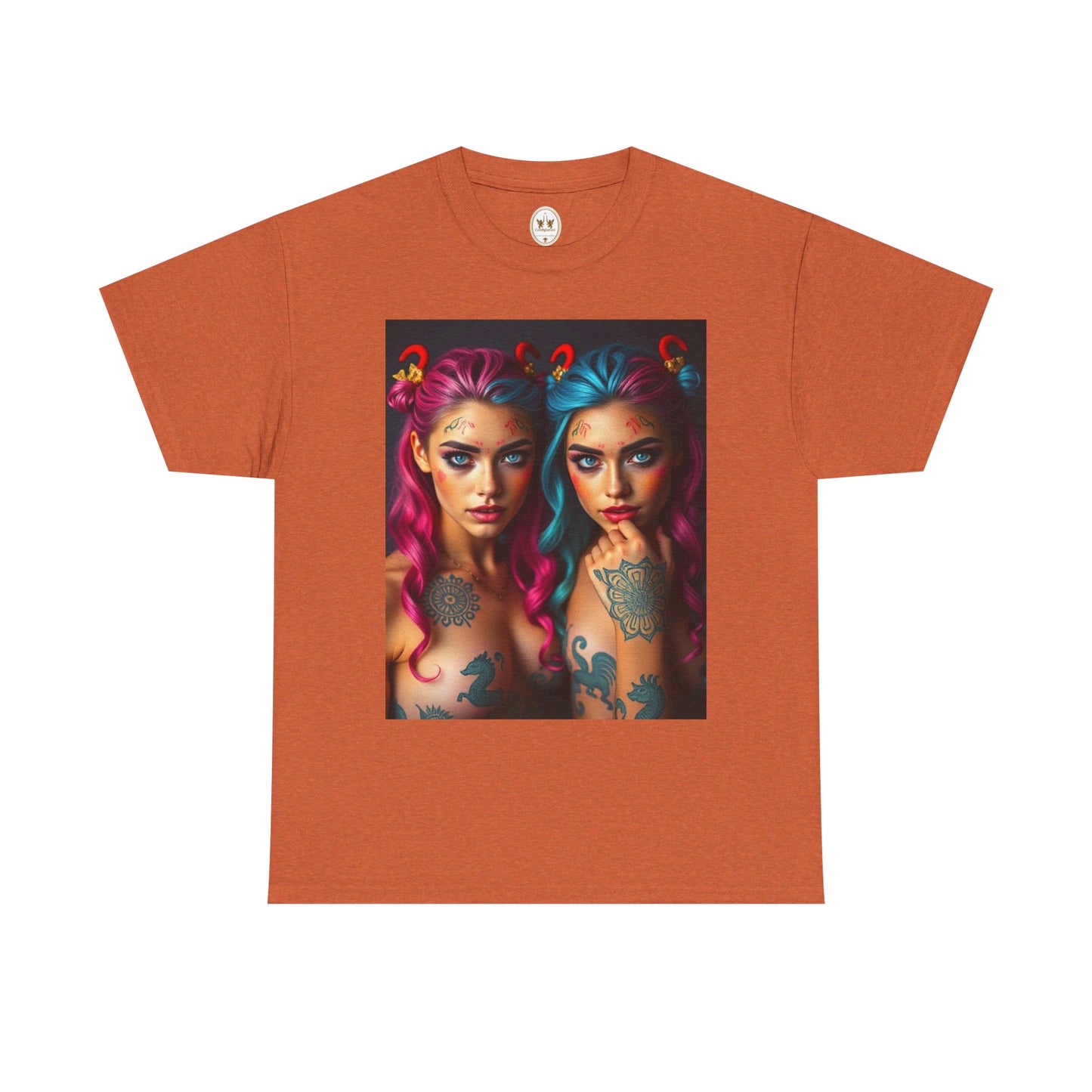 Unisex Heavy Cotton T-Shirt, Gemini, Zodiac v1, Sexy Art