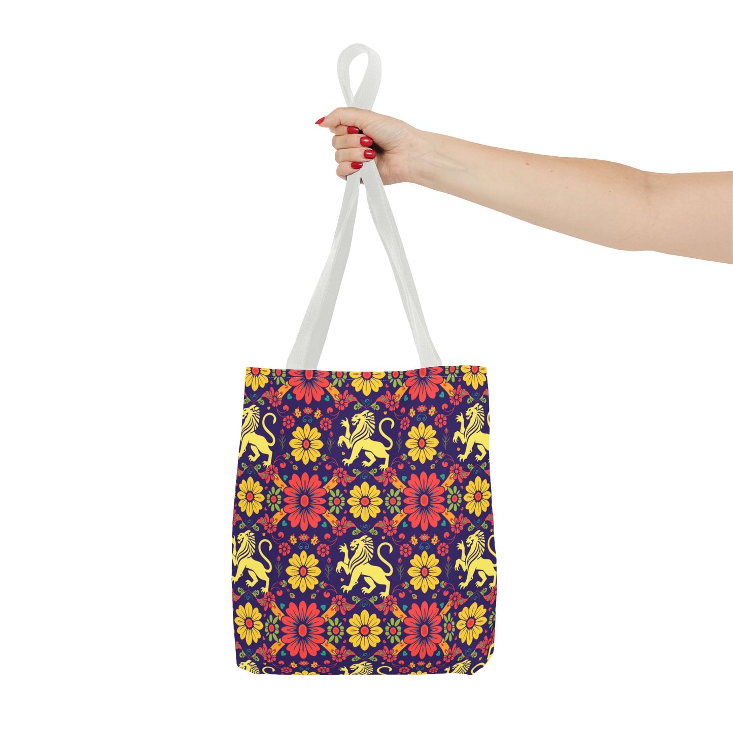 Tote Bag, (AOP), Leo, Zodiac v1, Flower Pattern
