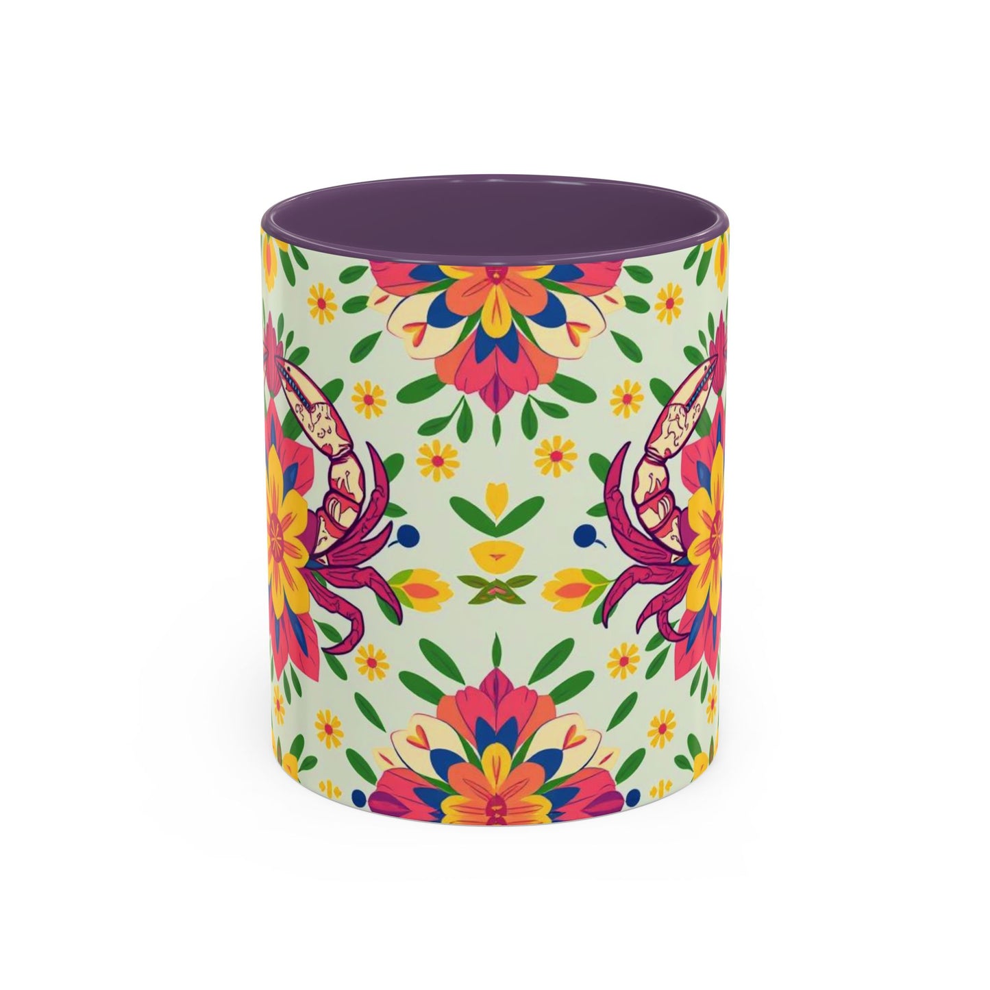 Accent Coffee Mug, Cancer, Zodiac v3, Flower Pattern, (11, 15oz)