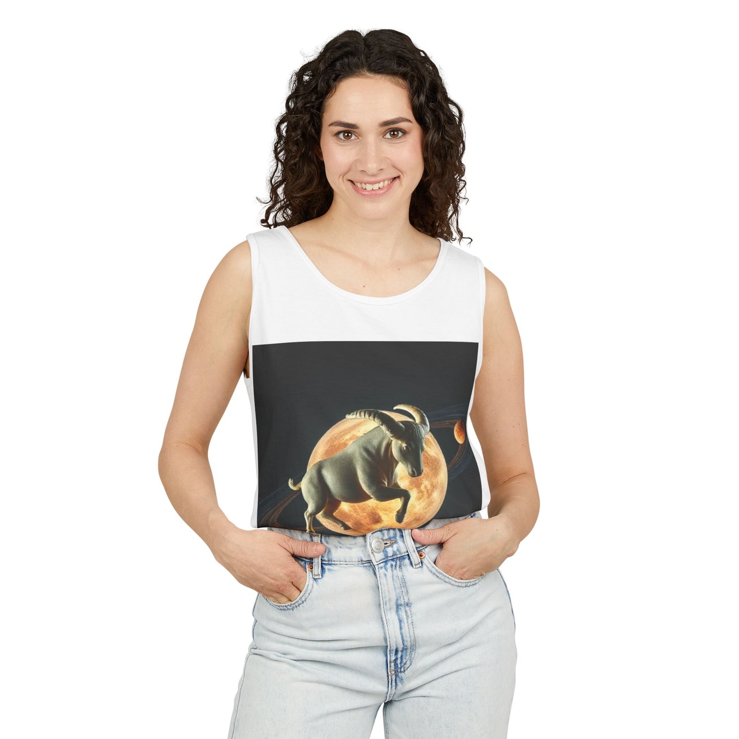 Unisex Garment-Dyed, Tank Top, Taurus Design, Planet Animal, 100% US cotton