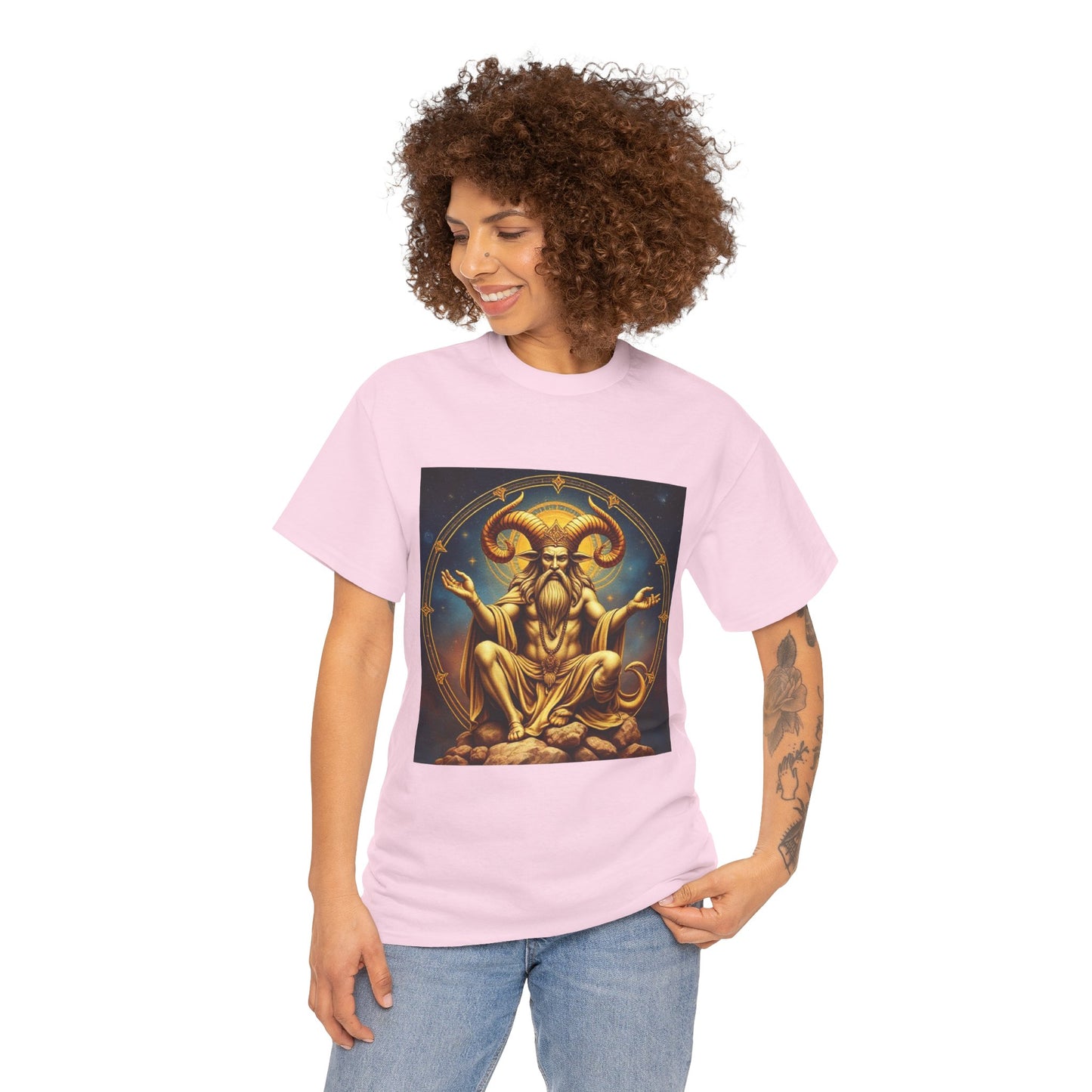 Unisex Heavy Cotton T-Shirt, On The Throne, Taurus Zodiac Design