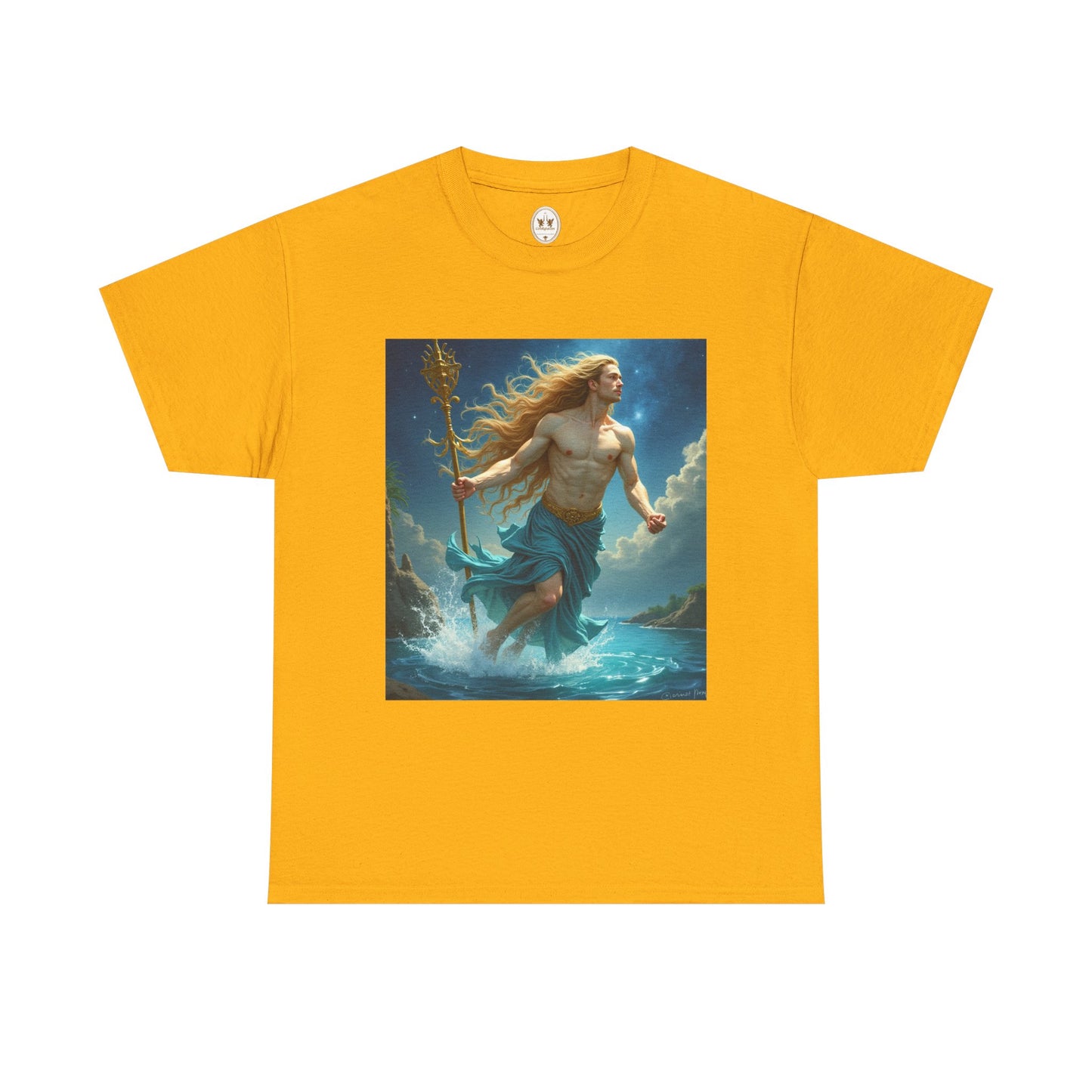 Unisex Heavy Cotton T-Shirt, Aquarius God 4v, Zodiac Design