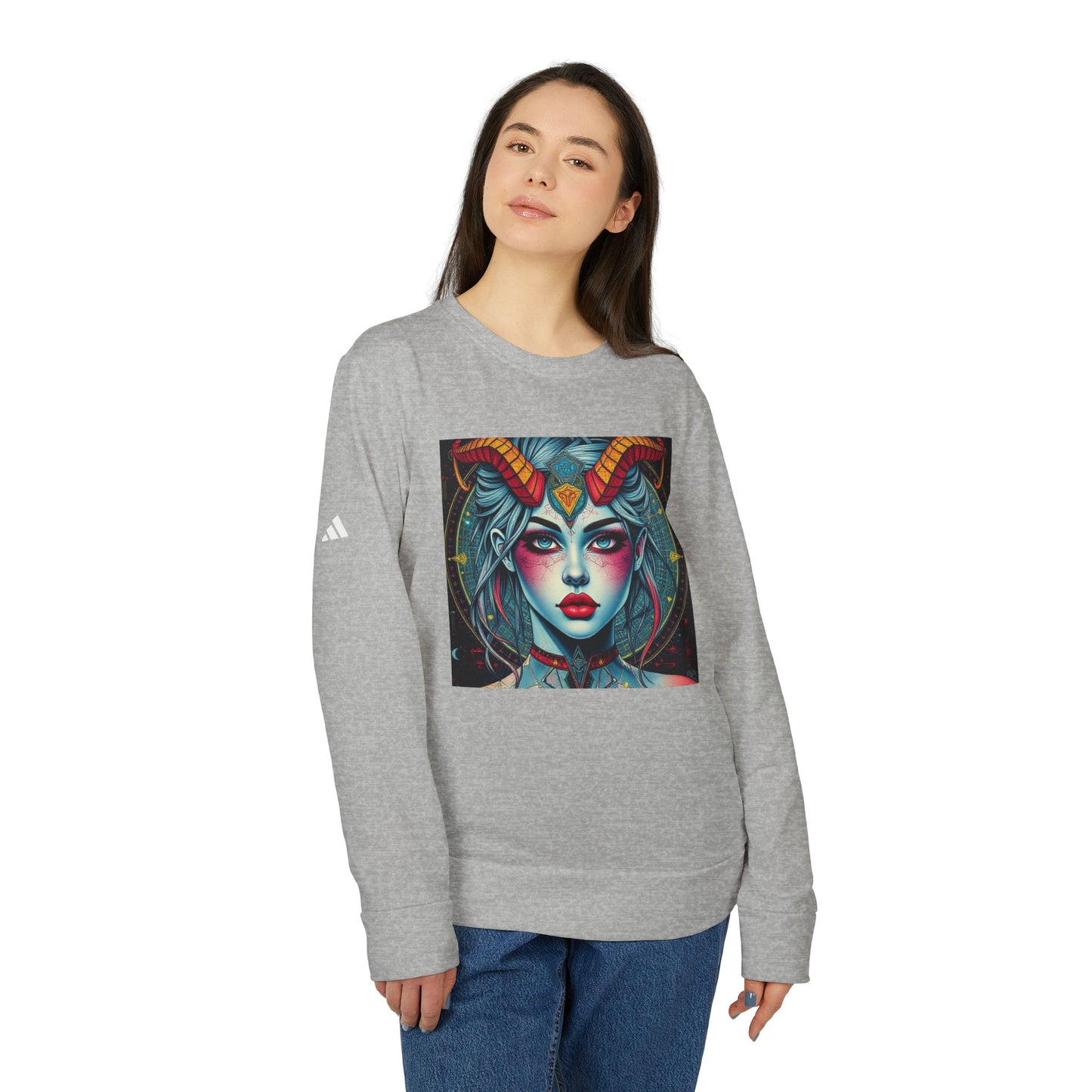 Adidas, Unisex Fleece Crewneck Sweatshirt, Capricorn, Pop Art, Zodiac