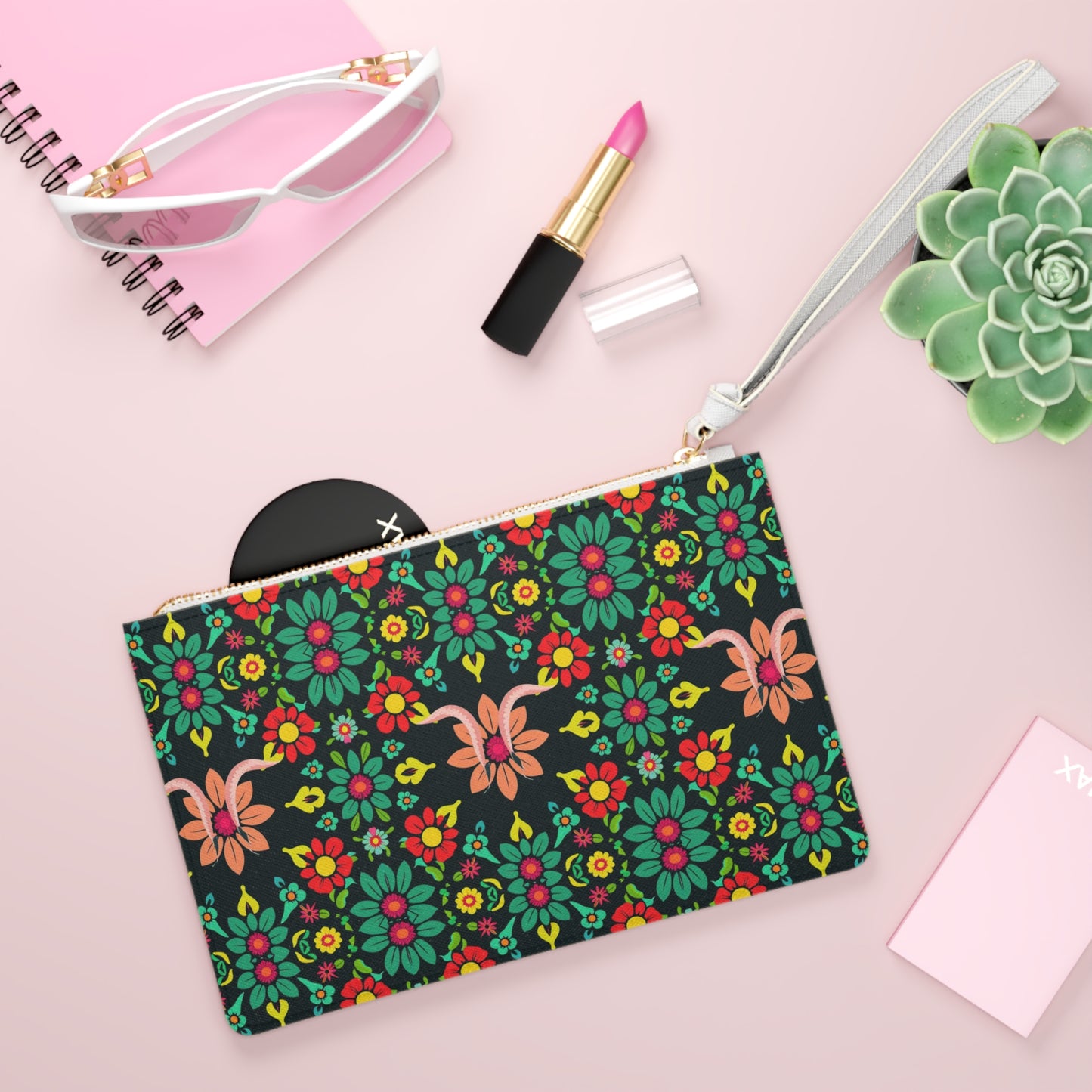 Clutch Bag, Aquarius, Zodiac v1, Flower Pattern