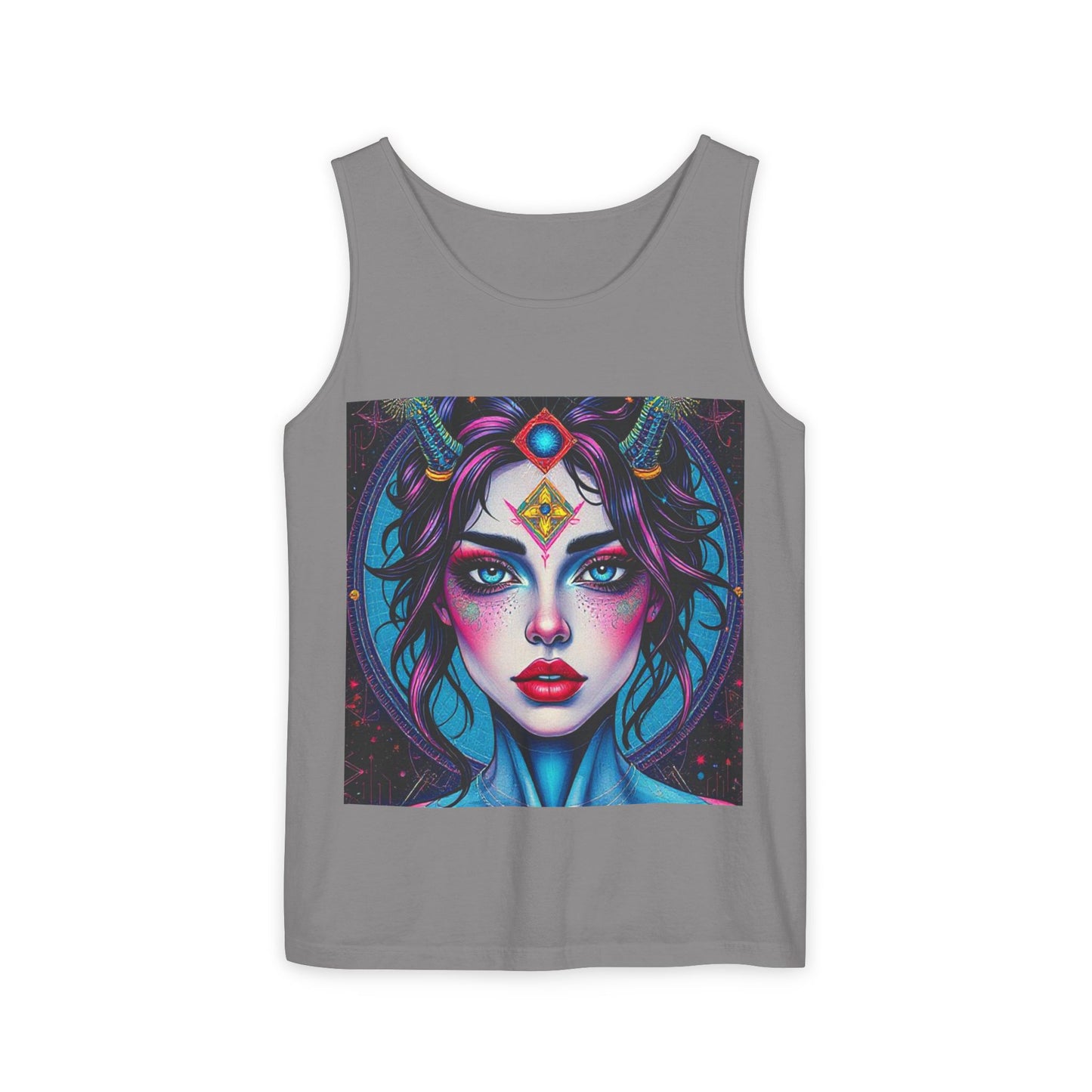 Unisex Garment-Dyed, Tank Top, Aquarius Design, Pop Art, 100% Ringspun US cotton