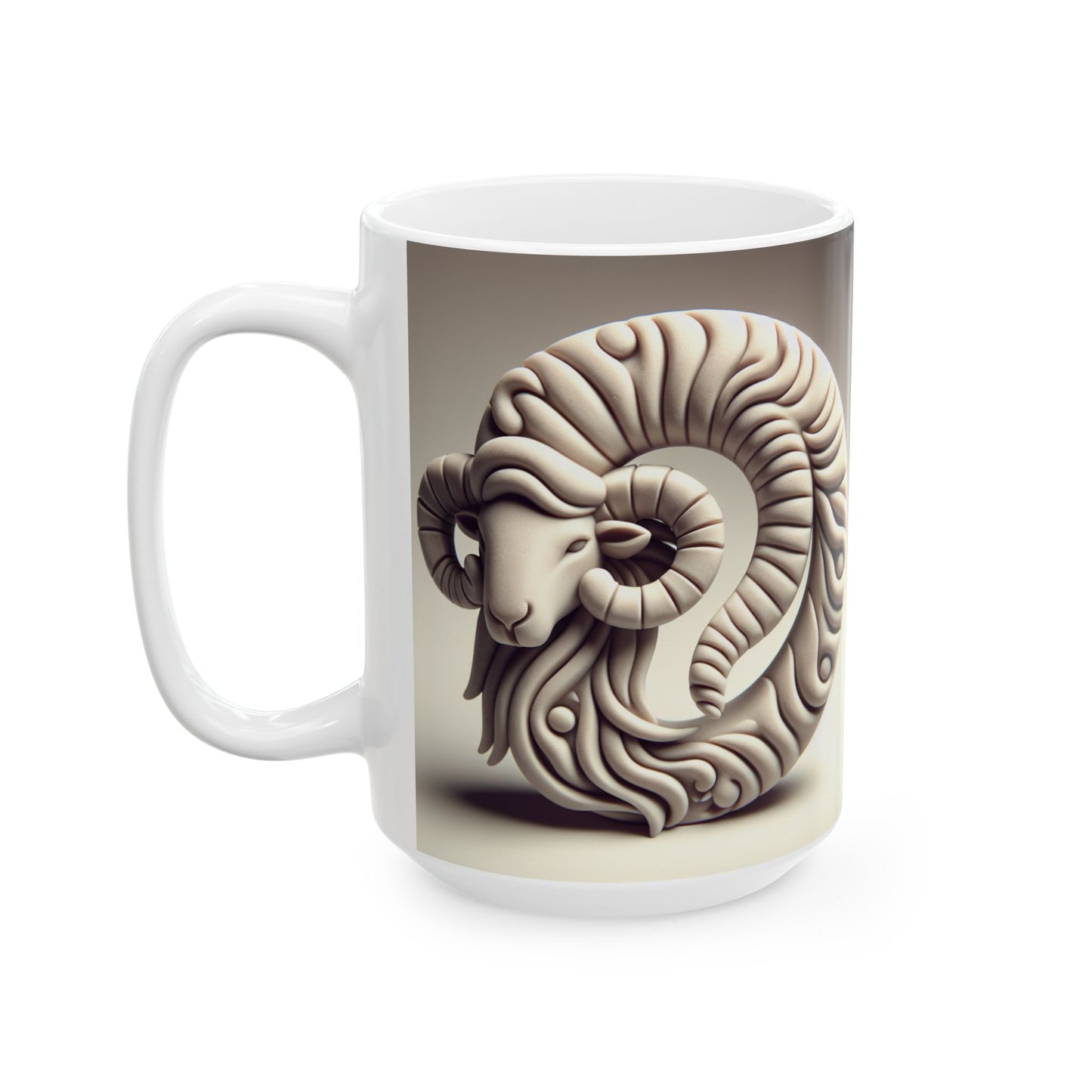 Ceramic Mug, (11oz, 15oz), Ceramic Coffee Mug, Stone Circle, Aries Zodiac Design