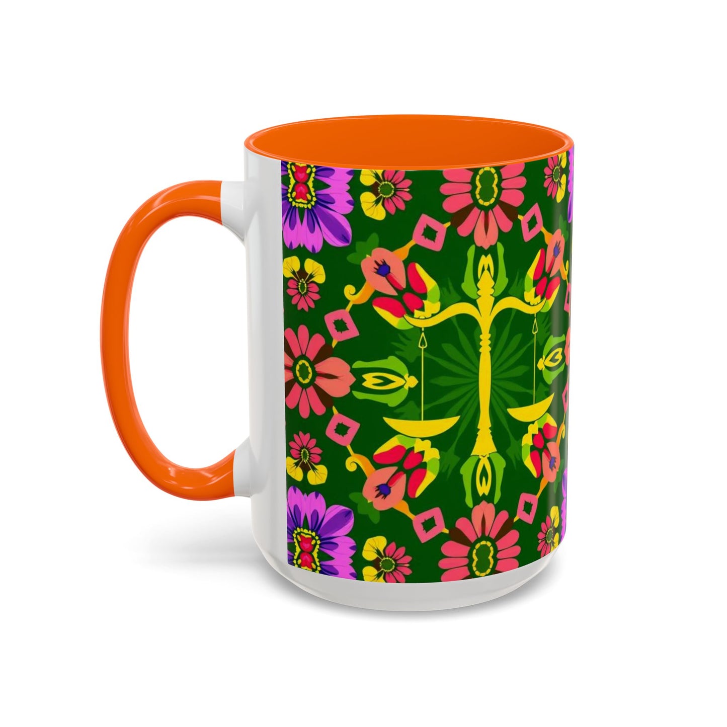 Accent Coffee Mug, Libra, Zodiac, Flower Pattern, (11, 15oz)