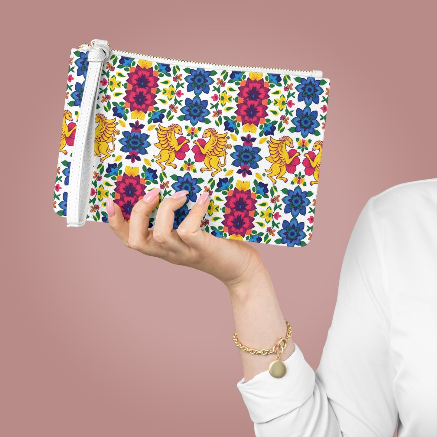 Clutch Bag, Gemini, Zodiac v4, Flower Pattern