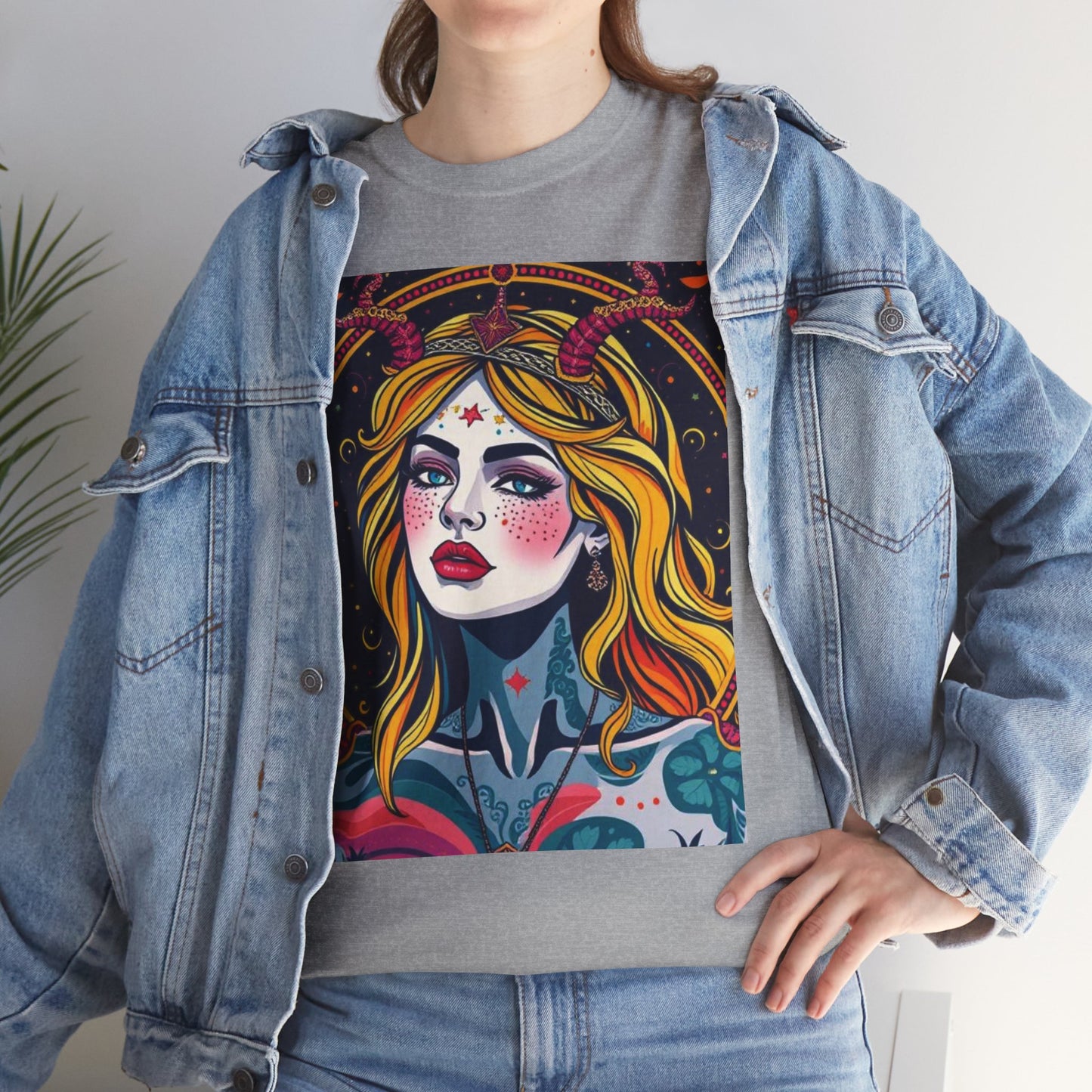 Unisex Heavy Cotton T-Shirt, Virgo, Zodiac v2, Sexy Art