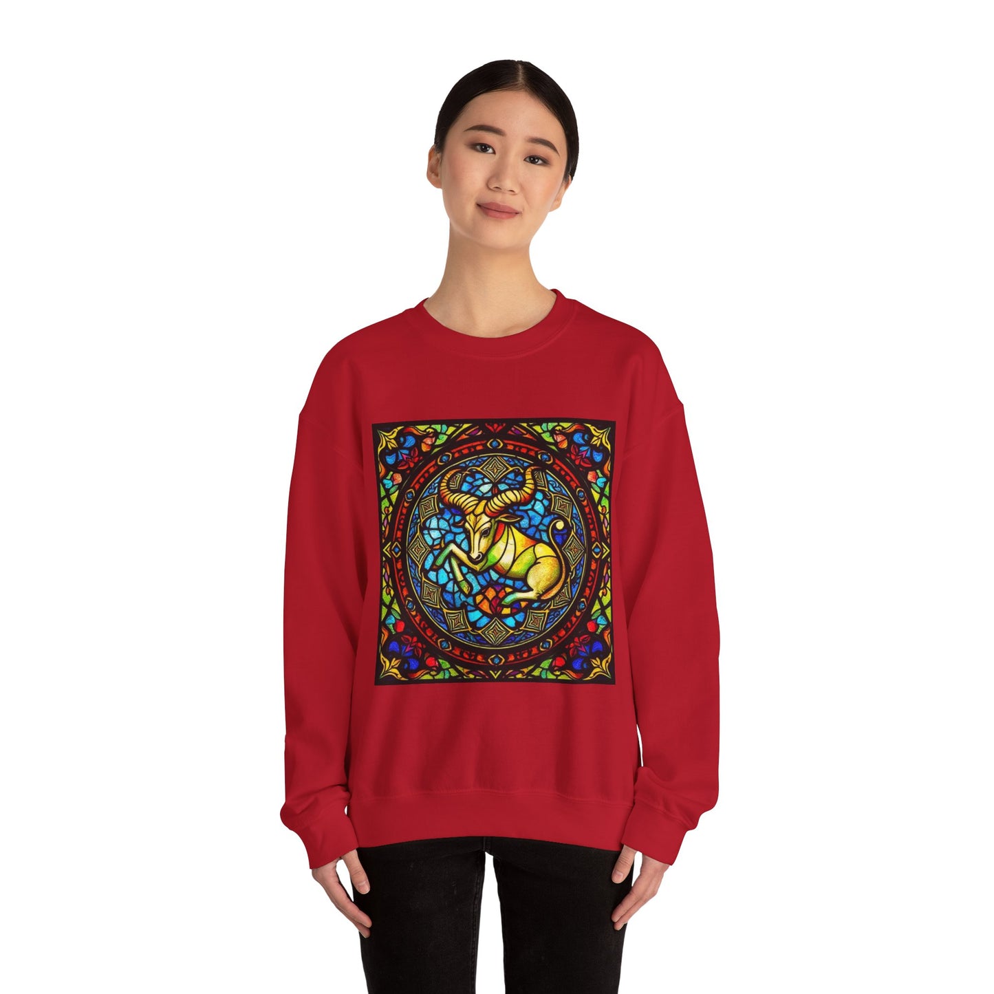 Unisex Heavy Blend™ Crewneck Sweatshirt, Glass, Taurus Zodiac Design