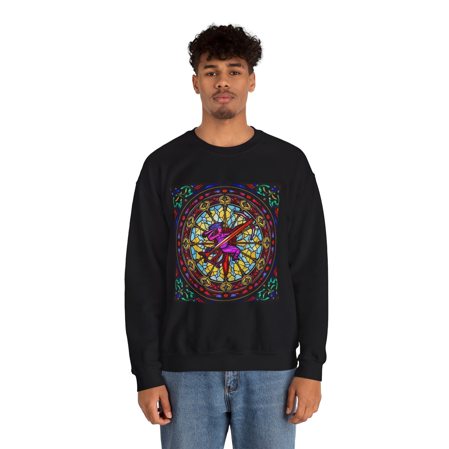 Unisex Heavy Blend™ Crewneck Sweatshirt, Glass 1, Sagittarius Zodiac Design