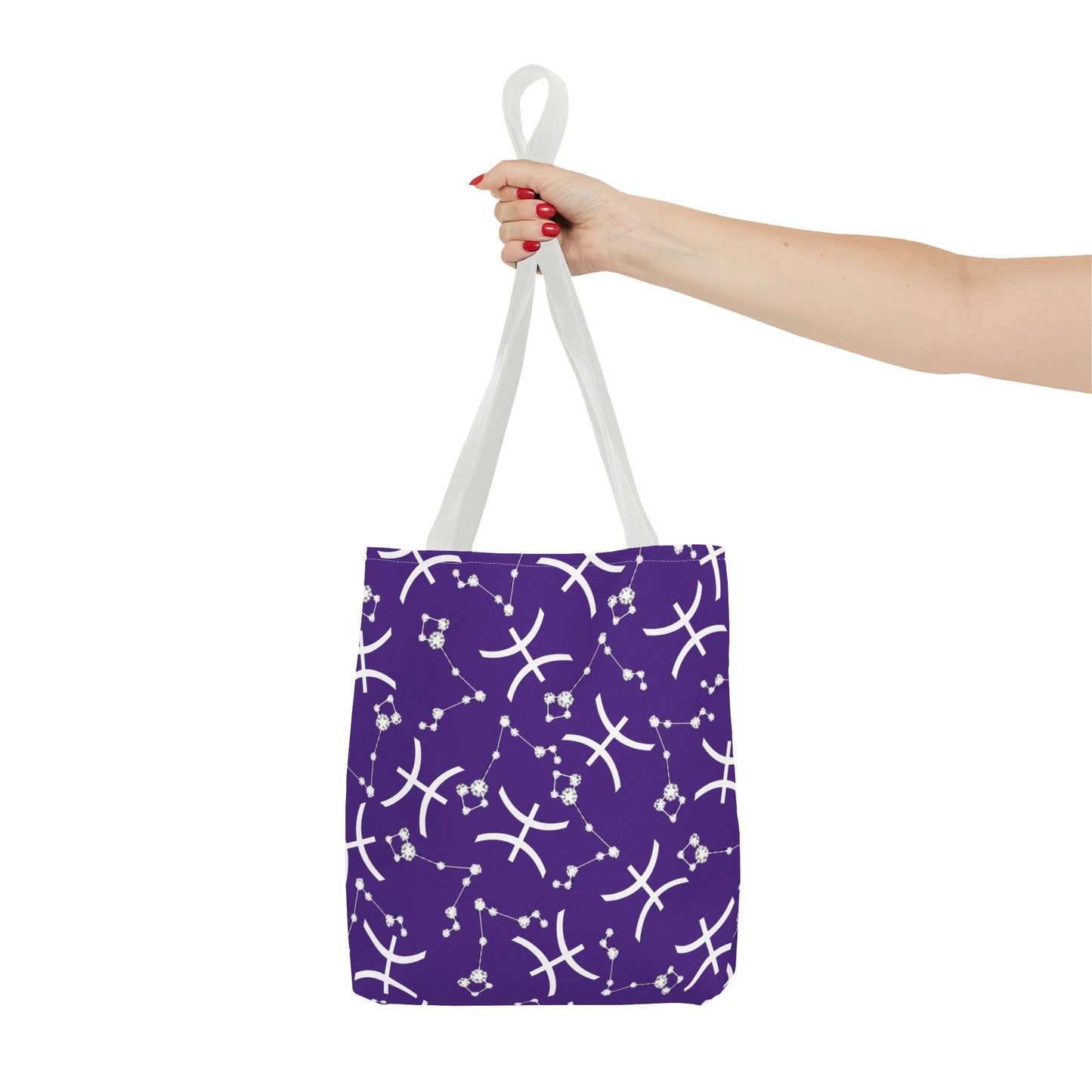 Tote Bag, Pisces Zodiac Sign, AOP, (Purple, White)