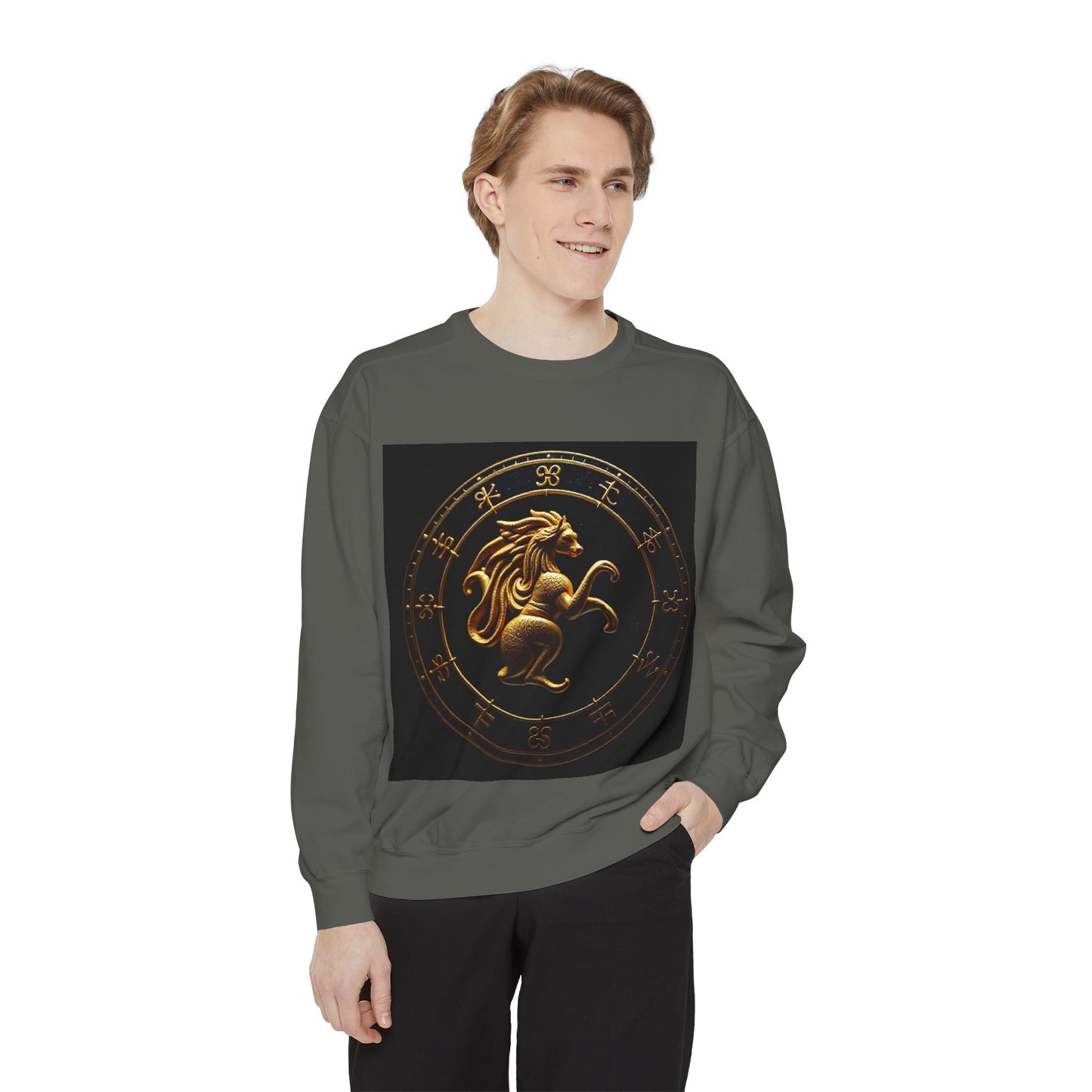 Garment-Dyed Sweatshirt, Unisex, Space Animal Design v1, Virgo