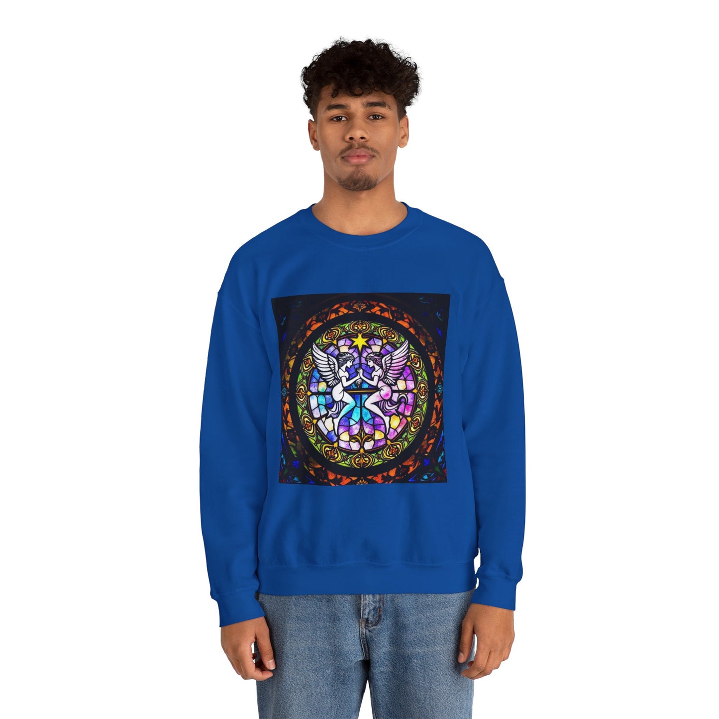 Unisex Heavy Blend™ Crewneck Sweatshirt, Glass 1, Gemini Zodiac Design