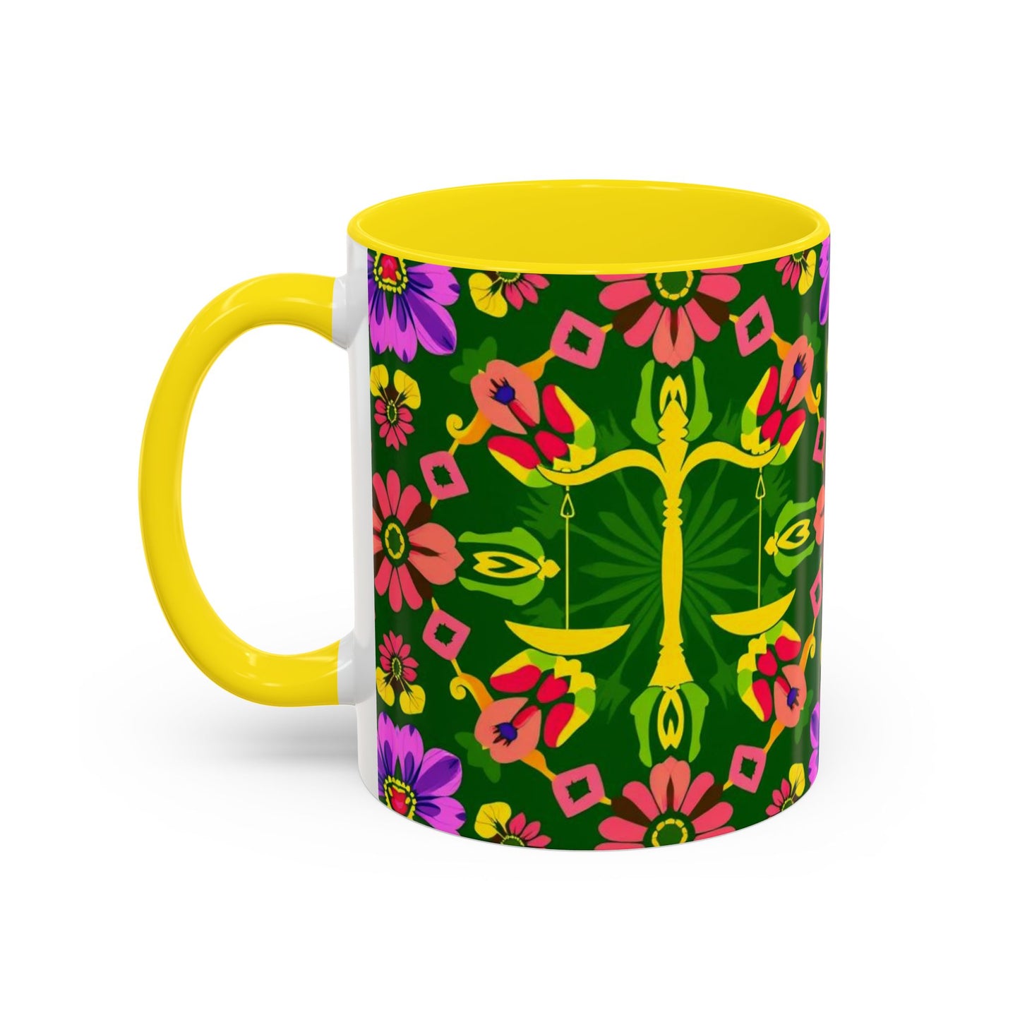 Accent Coffee Mug, Libra, Zodiac, Flower Pattern, (11, 15oz)