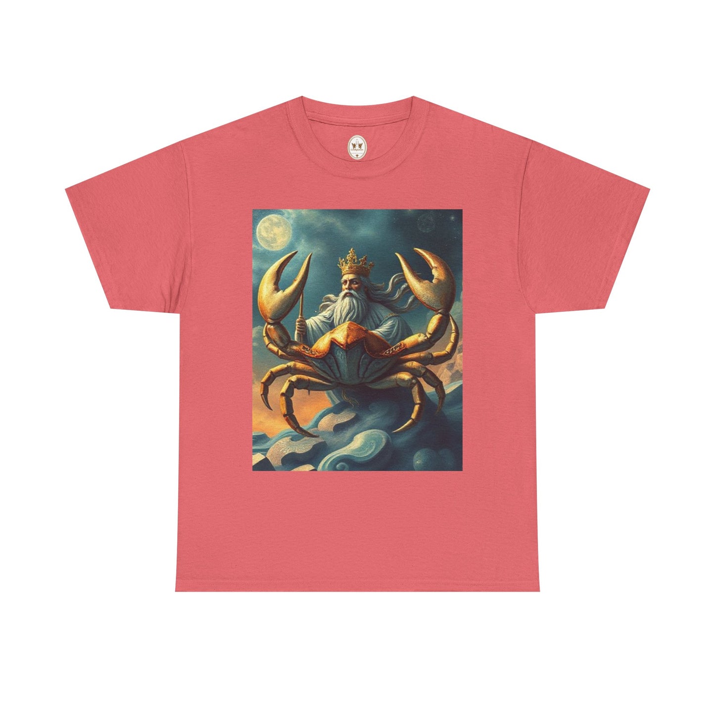 Unisex Heavy Cotton T-Shirt, Crustacean King v1, Cancer Zodiac Design
