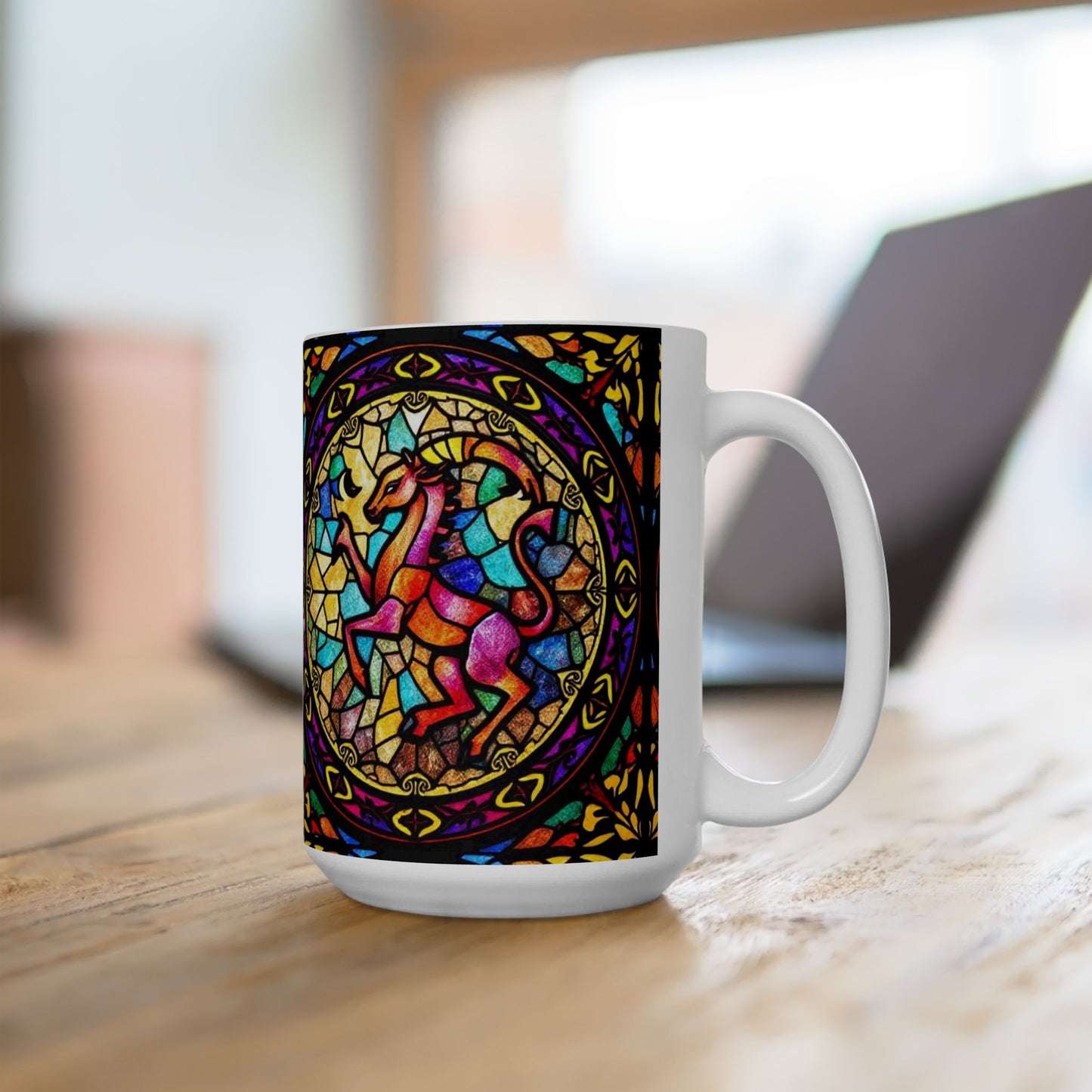 Ceramic Mug, (11oz, 15oz), Ceramic Coffee Mug, AOP, Glass Design v1, Aries Zodiac