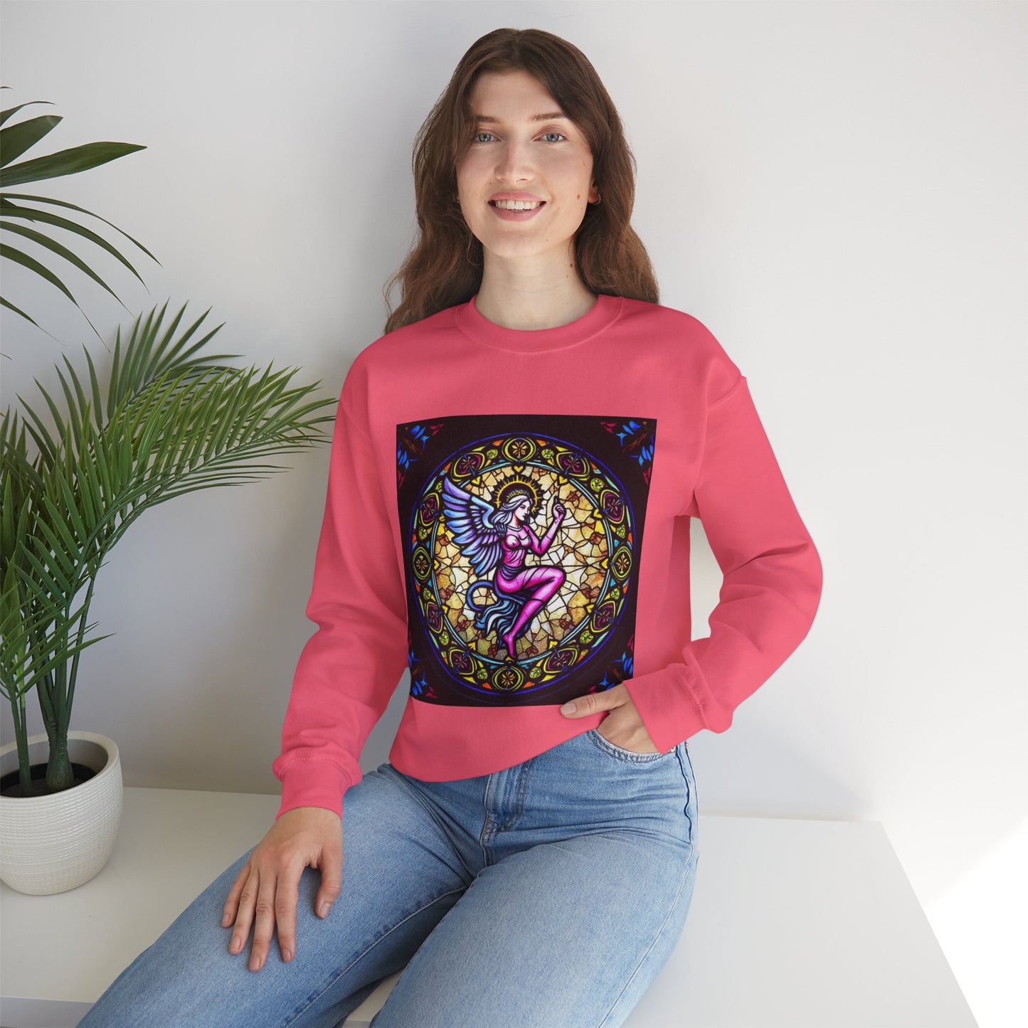 Unisex Heavy Blend™ Crewneck Sweatshirt, Glass 1, Virgo Zodiac Design