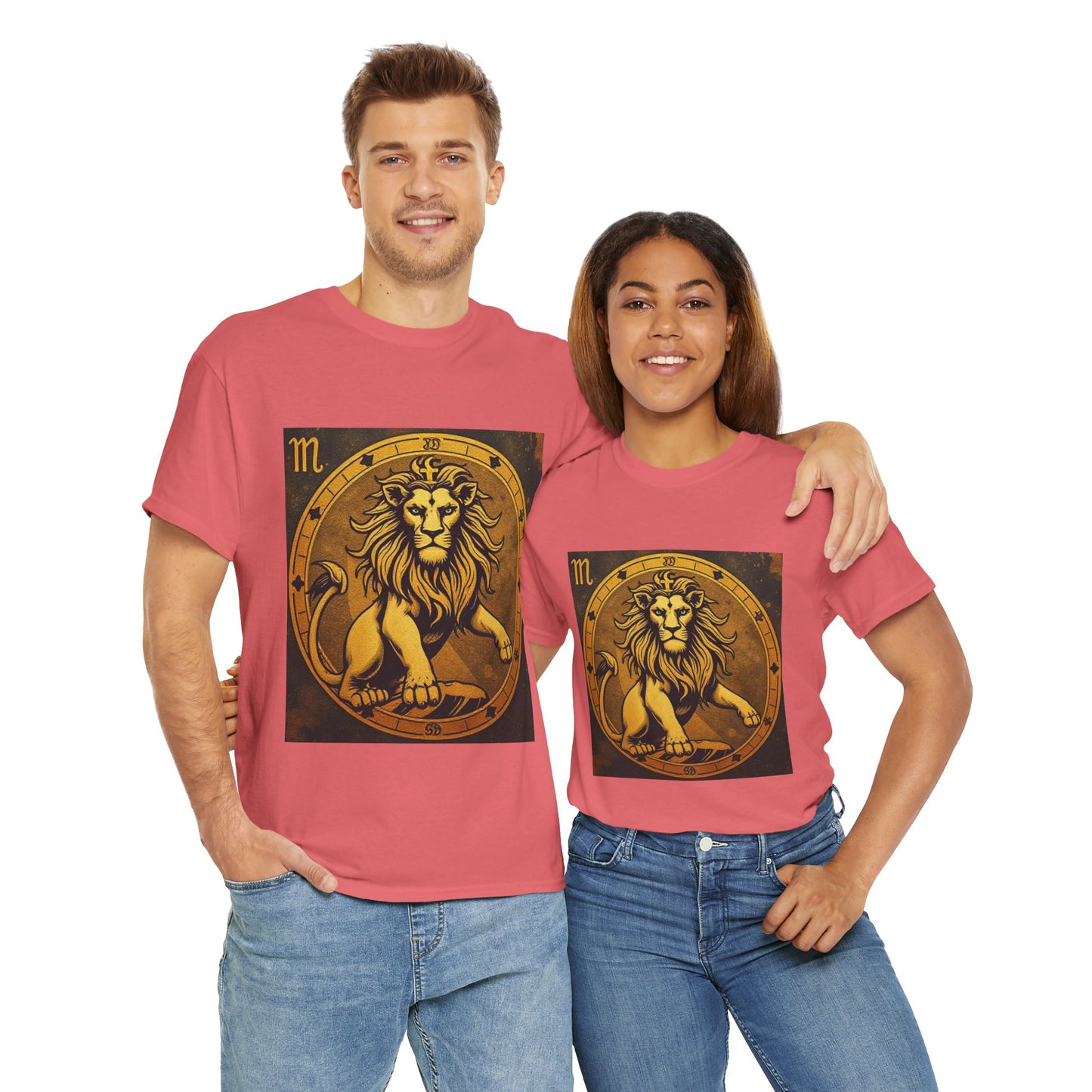 Unisex Heavy Cotton T-Shirt, Gold Lion, Leo Zodiac Design