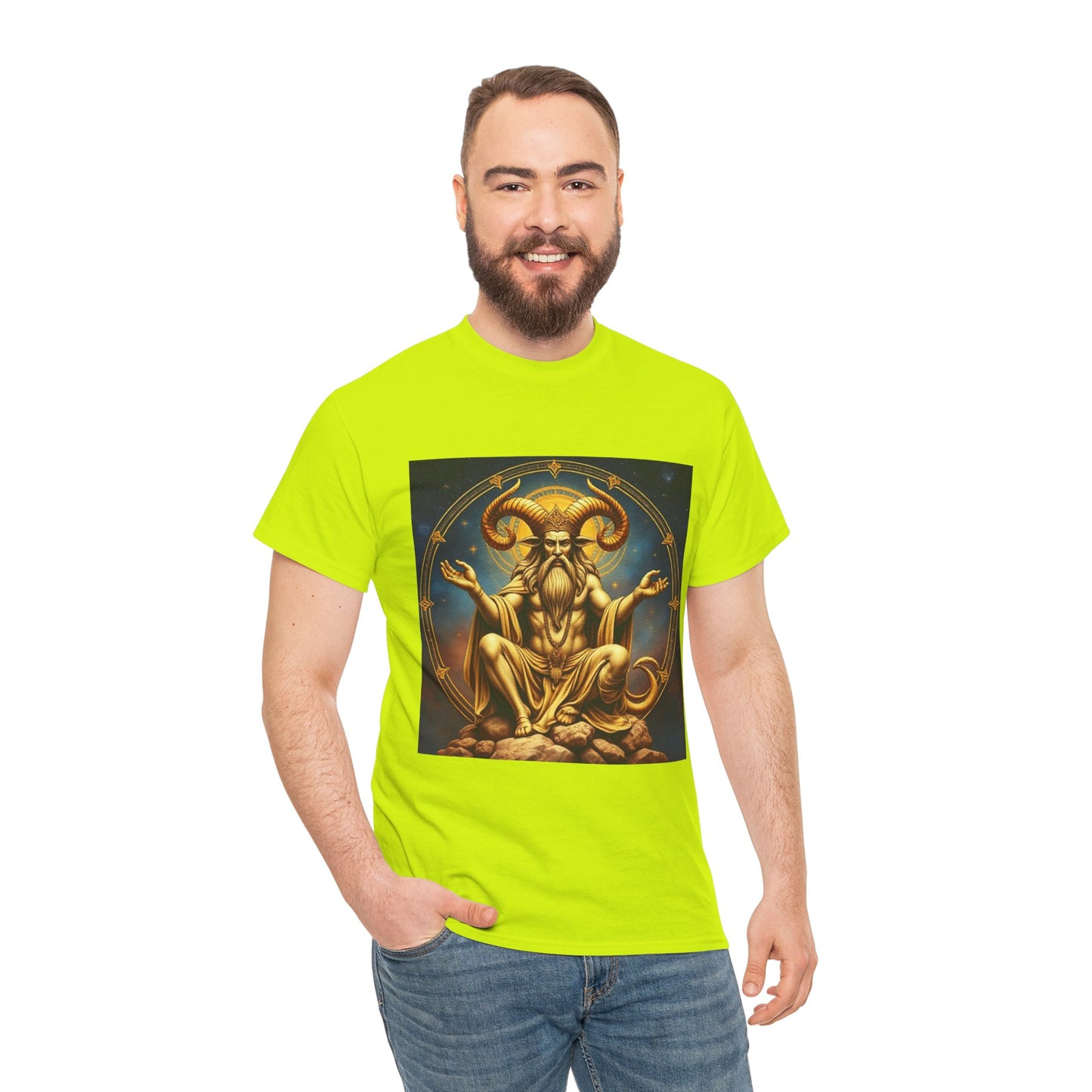 Unisex Heavy Cotton T-Shirt, On The Throne, Taurus Zodiac Design