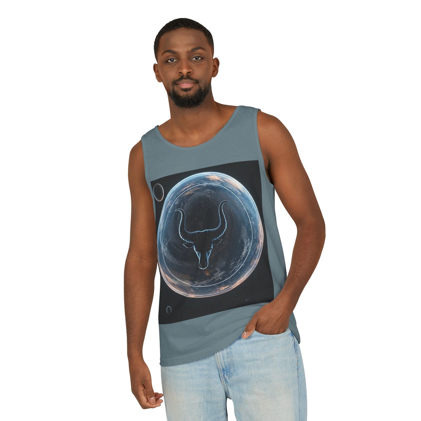 Unisex Garment-Dyed, Tank Top, Taurus Design, Planet Animal v1, 100% US cotton