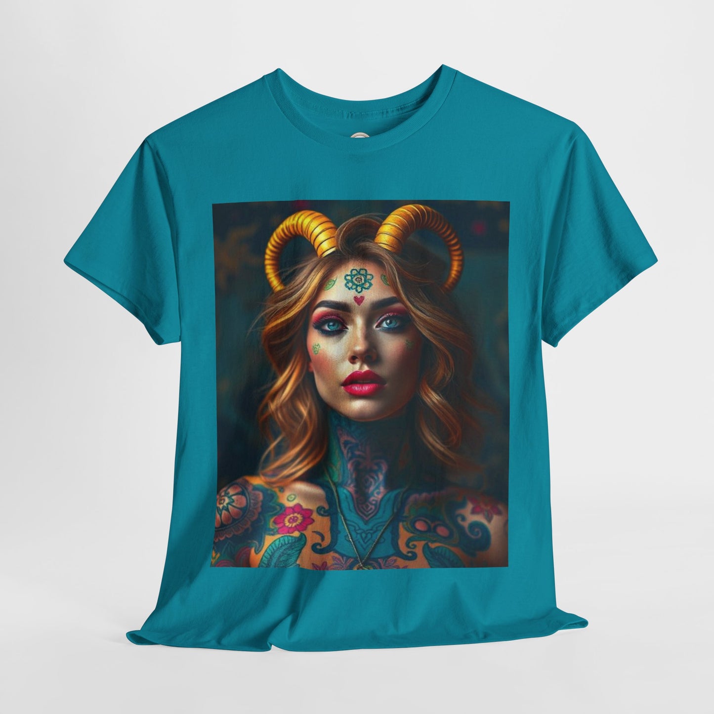 Unisex Heavy Cotton T-Shirt, Capricorn, Zodiac v1, Sexy Art