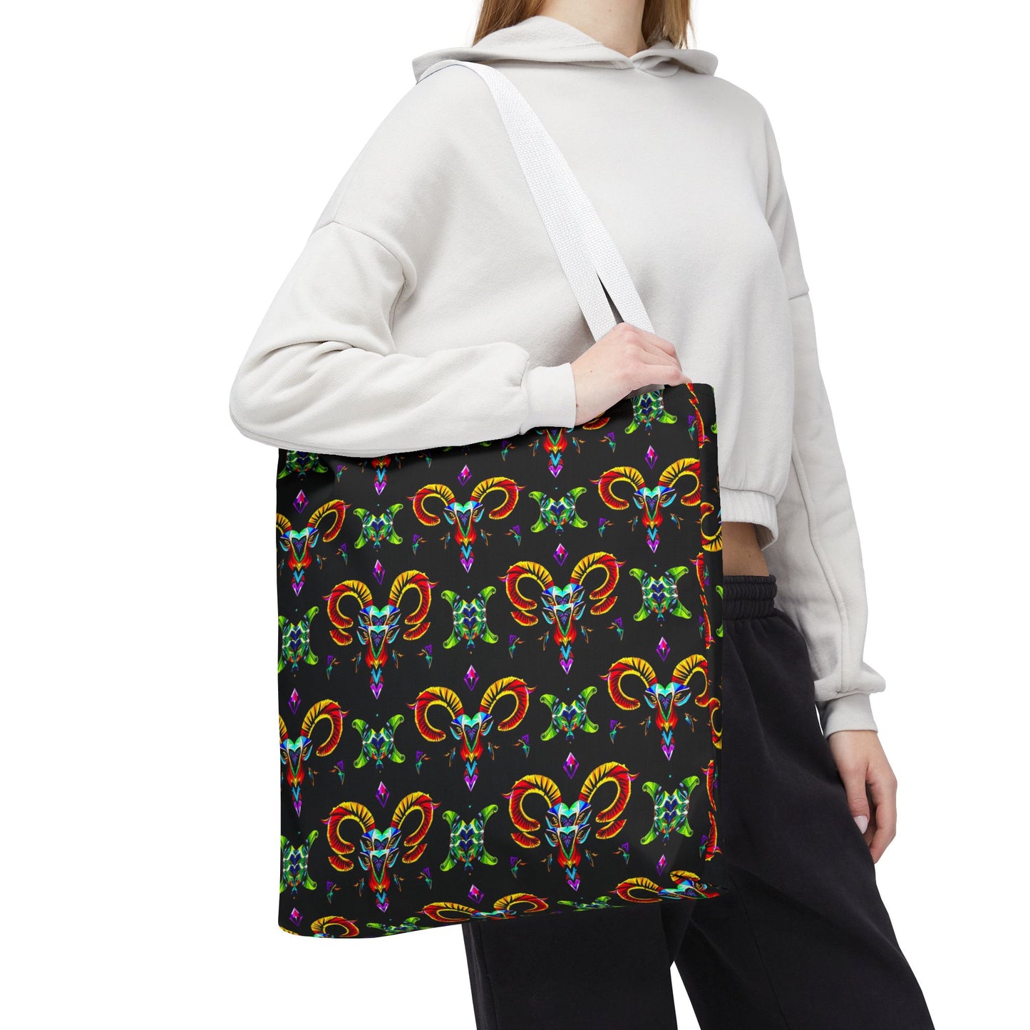 Tote Bag (AOP), Aries, Zodiac, Jewel Pattern