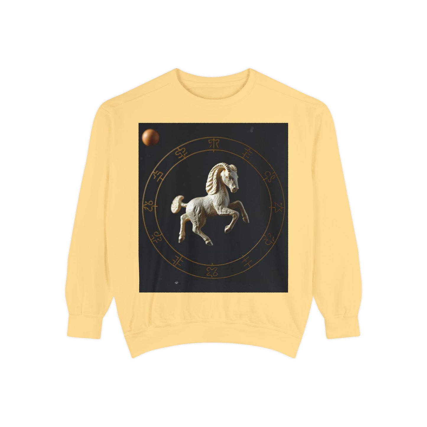 Garment-Dyed Sweatshirt, Unisex, Space Animal Design, Capricorn
