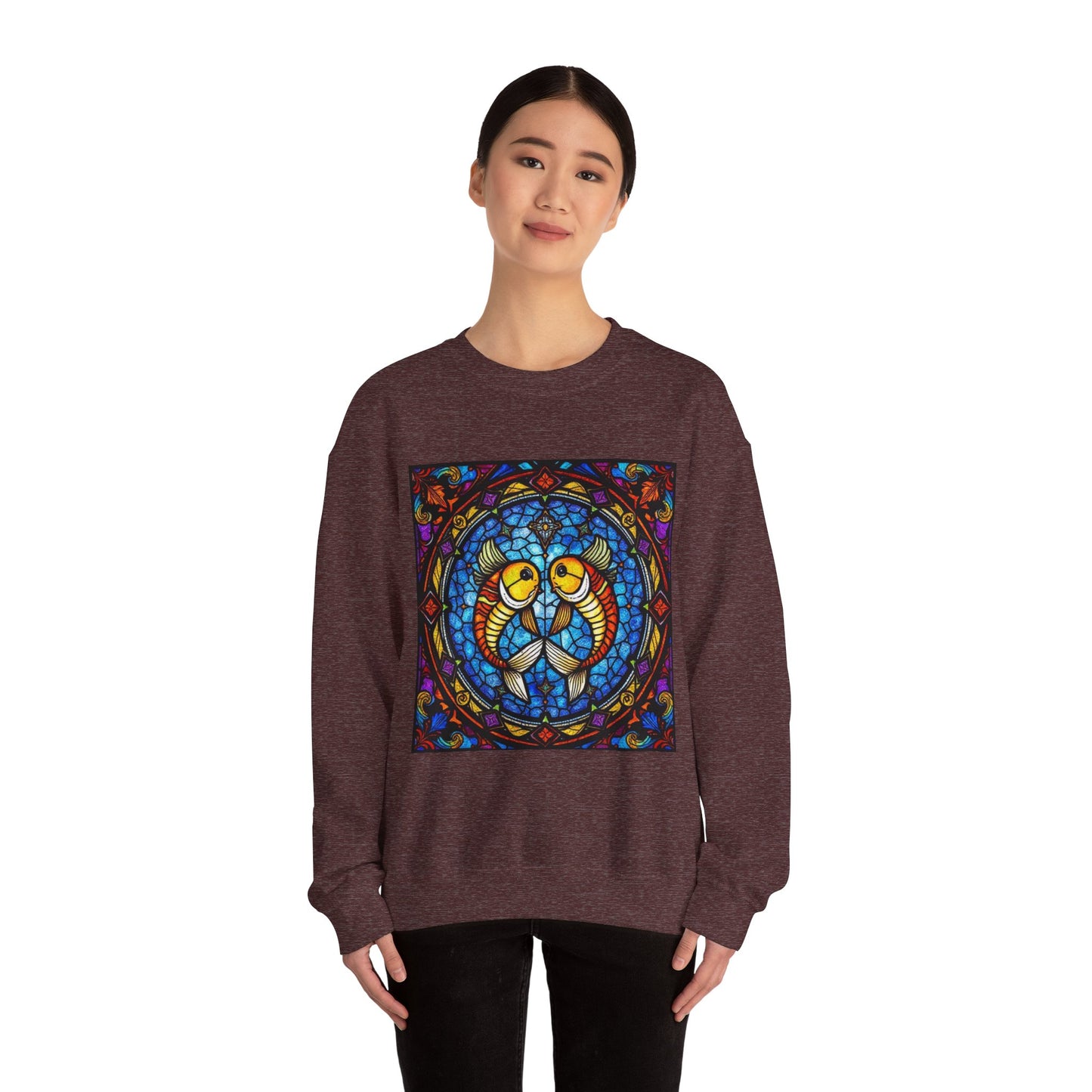 Unisex Heavy Blend™ Crewneck Sweatshirt, Glass 1, Pisces Zodiac Design