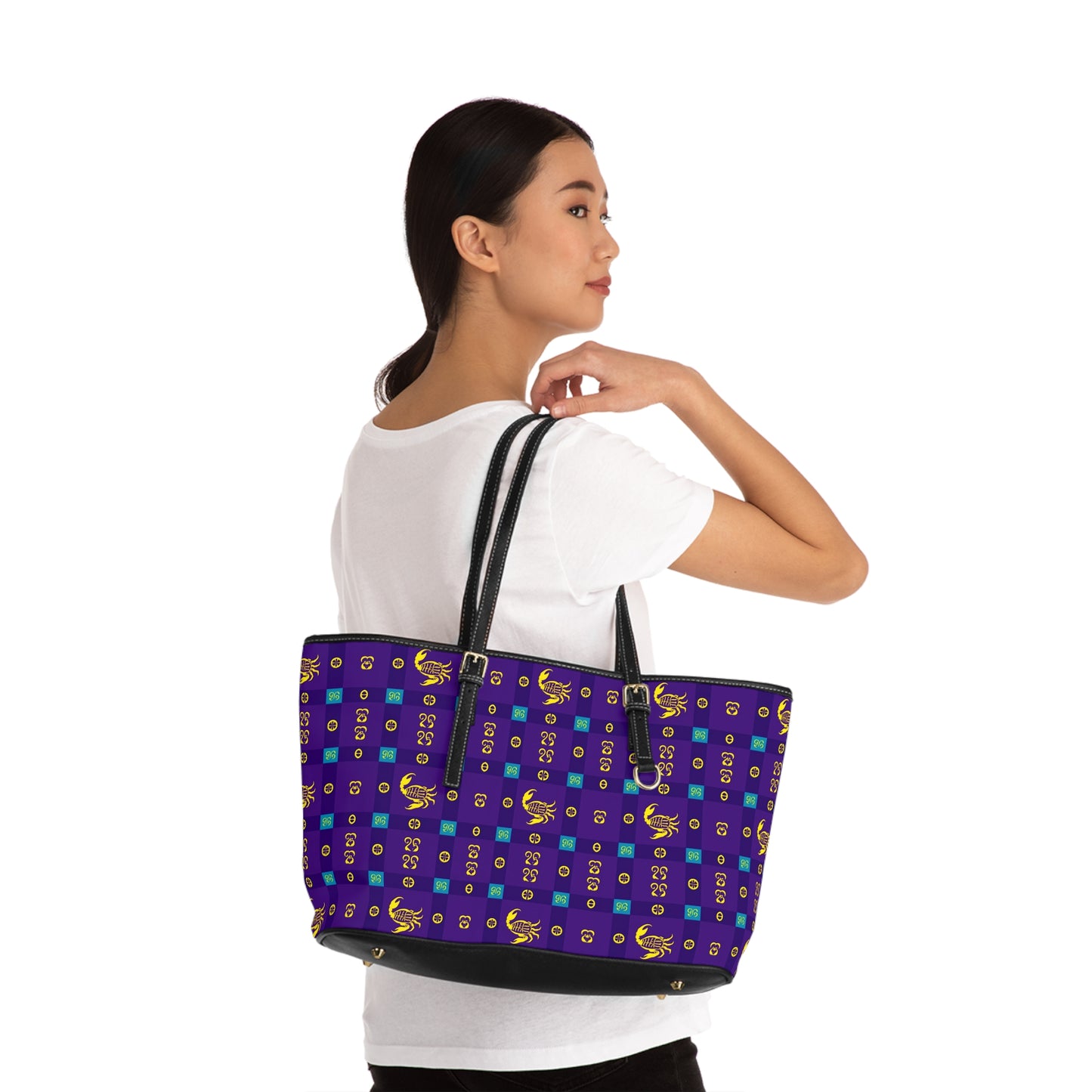 Leather Shoulder Bag, Scorpio, Zodiac, Shapes Pattern