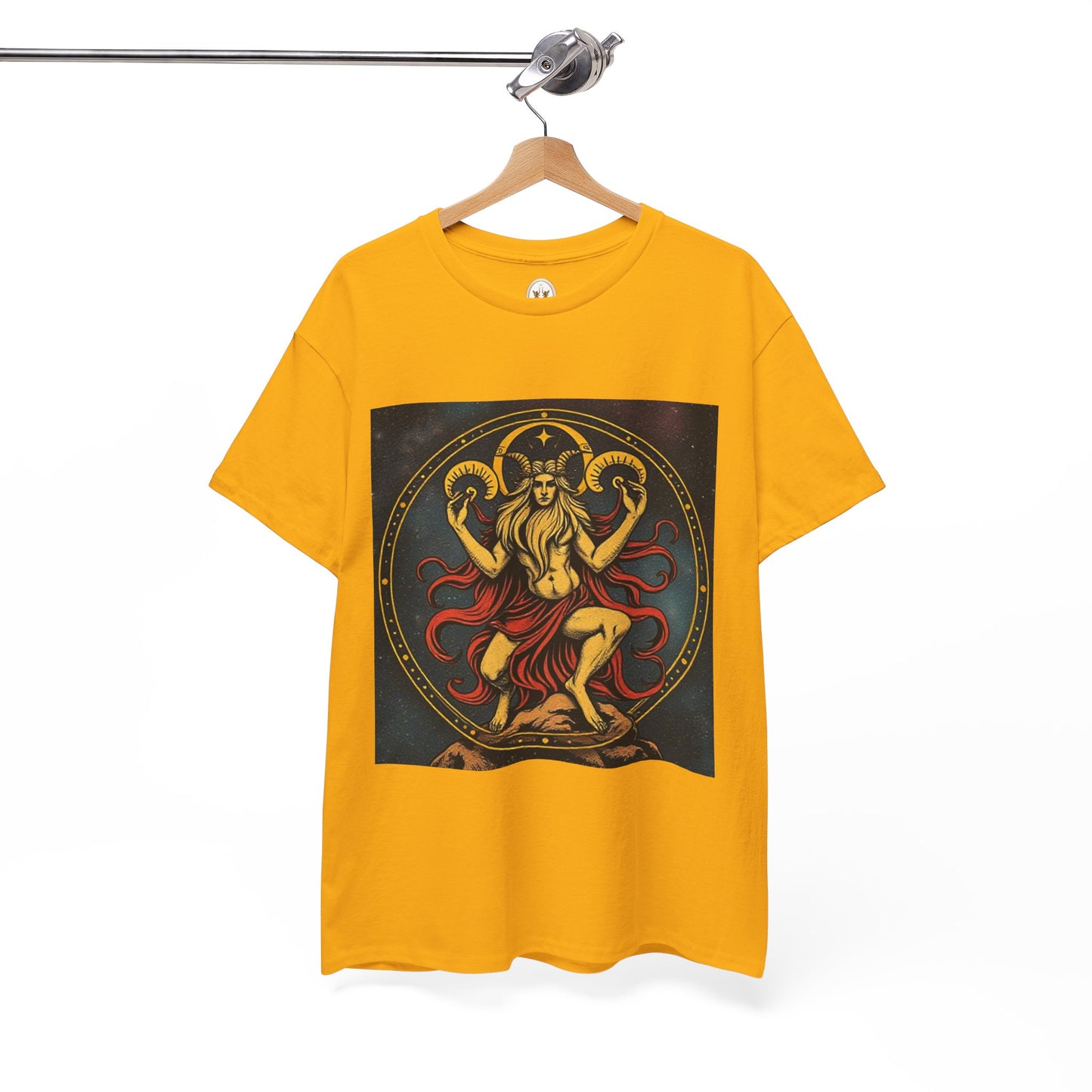 Unisex Heavy Cotton T-Shirt, Aries God 3v, Zodiac Design