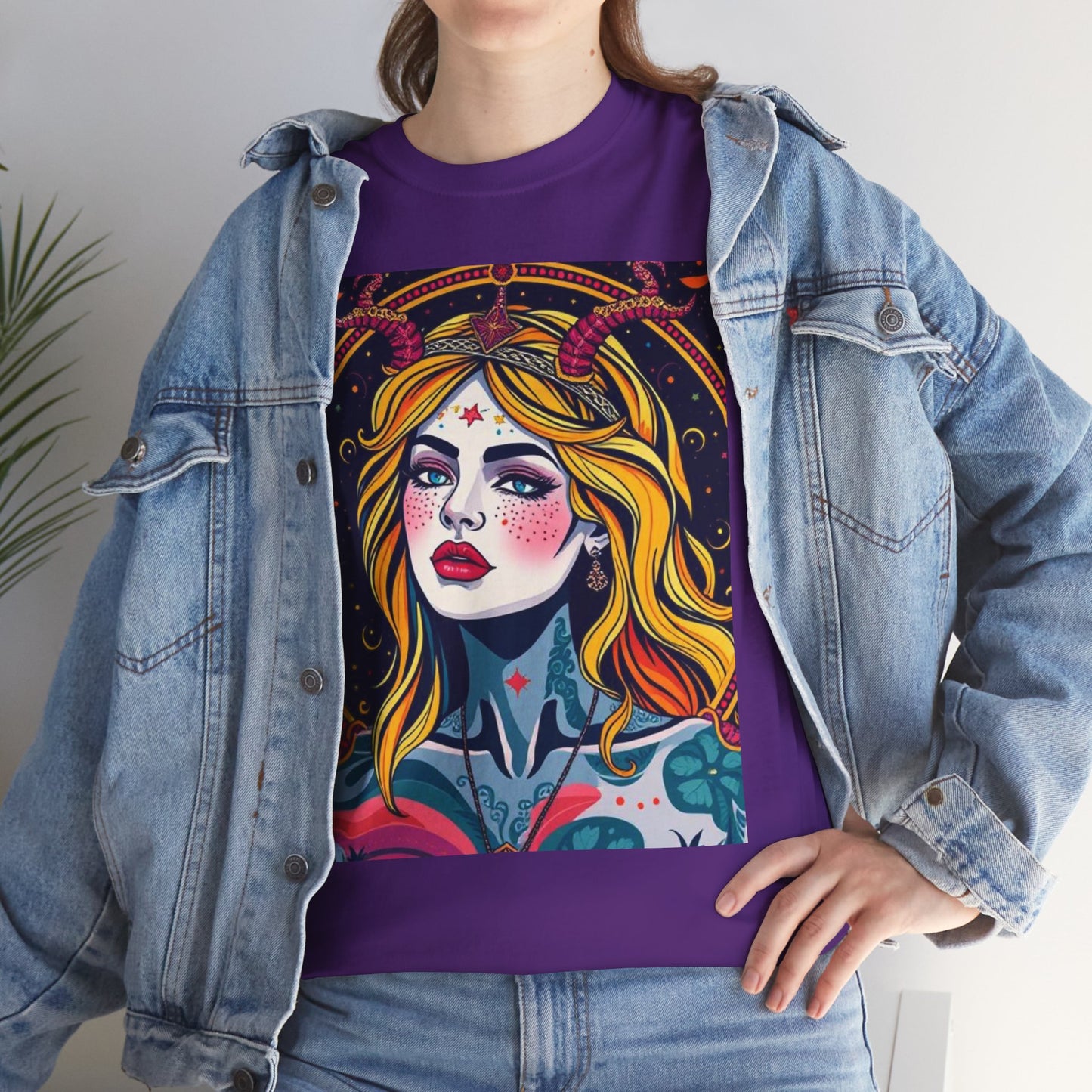 Unisex Heavy Cotton T-Shirt, Virgo, Zodiac v2, Sexy Art