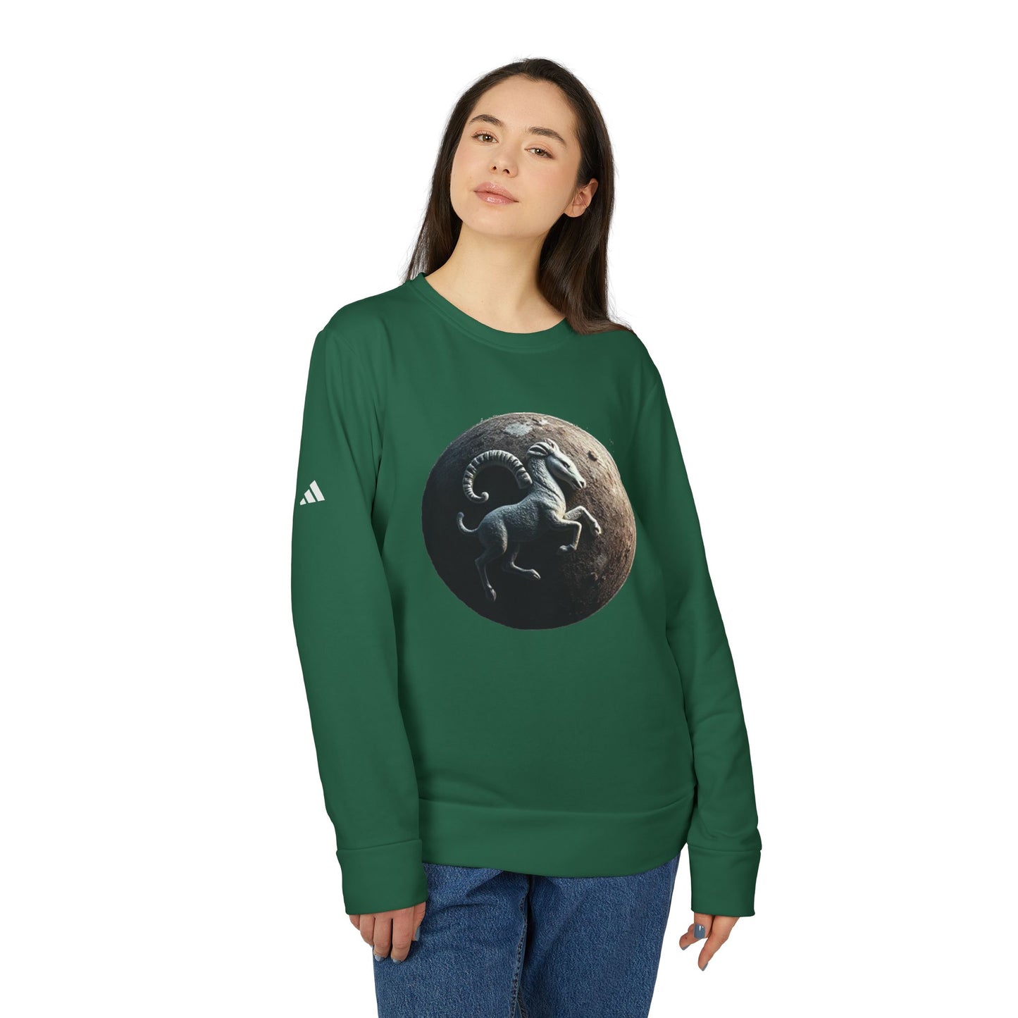 Adidas, Unisex Fleece Crewneck Sweatshirt, Aries, Planet Animal, Zodiac