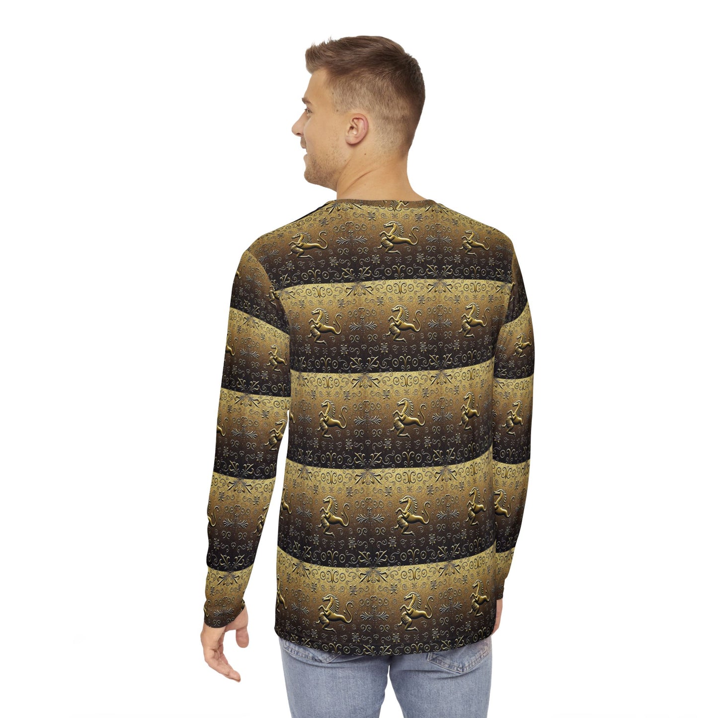 Men's Long Sleeve Shirt, (AOP), Aquarius, Zodiac v3, Pattern
