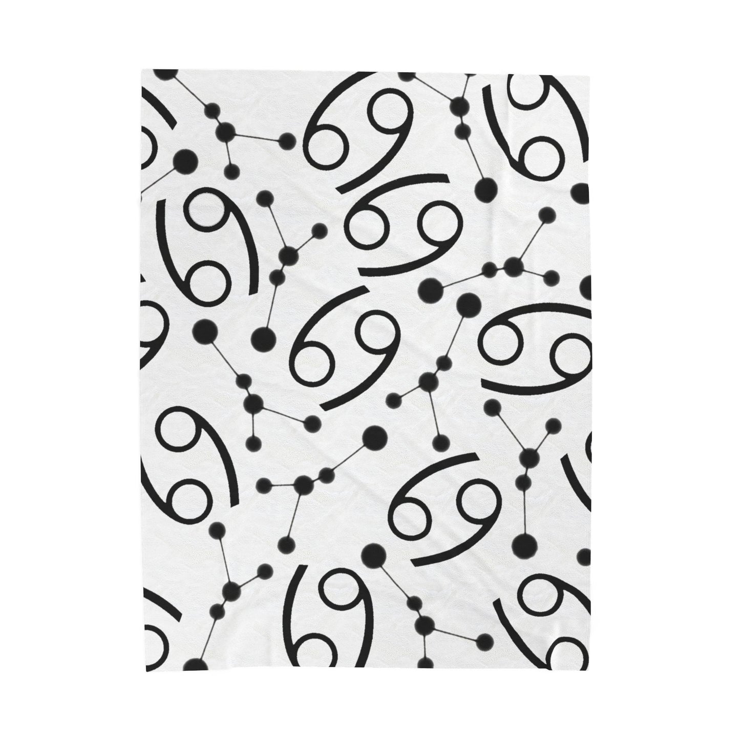 Velveteen Plush Blanket, Cancer Zodiac Sign, Constellation & Symbol, White, 100% polyester