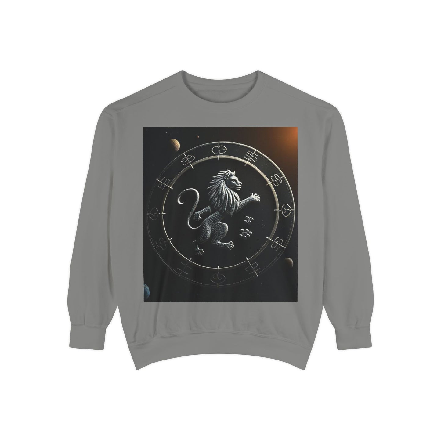 Garment-Dyed Sweatshirt, Unisex, Space Animal Design, Leo