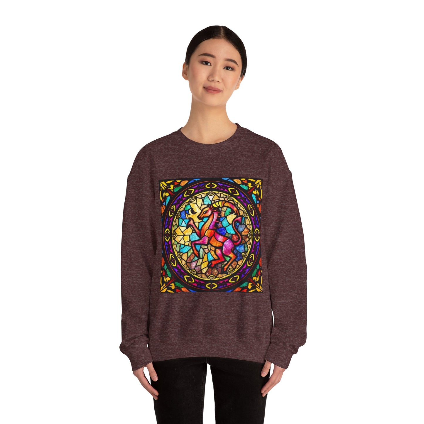 Unisex Heavy Blend™ Crewneck Sweatshirt, Glass, Aries Zodiac Design