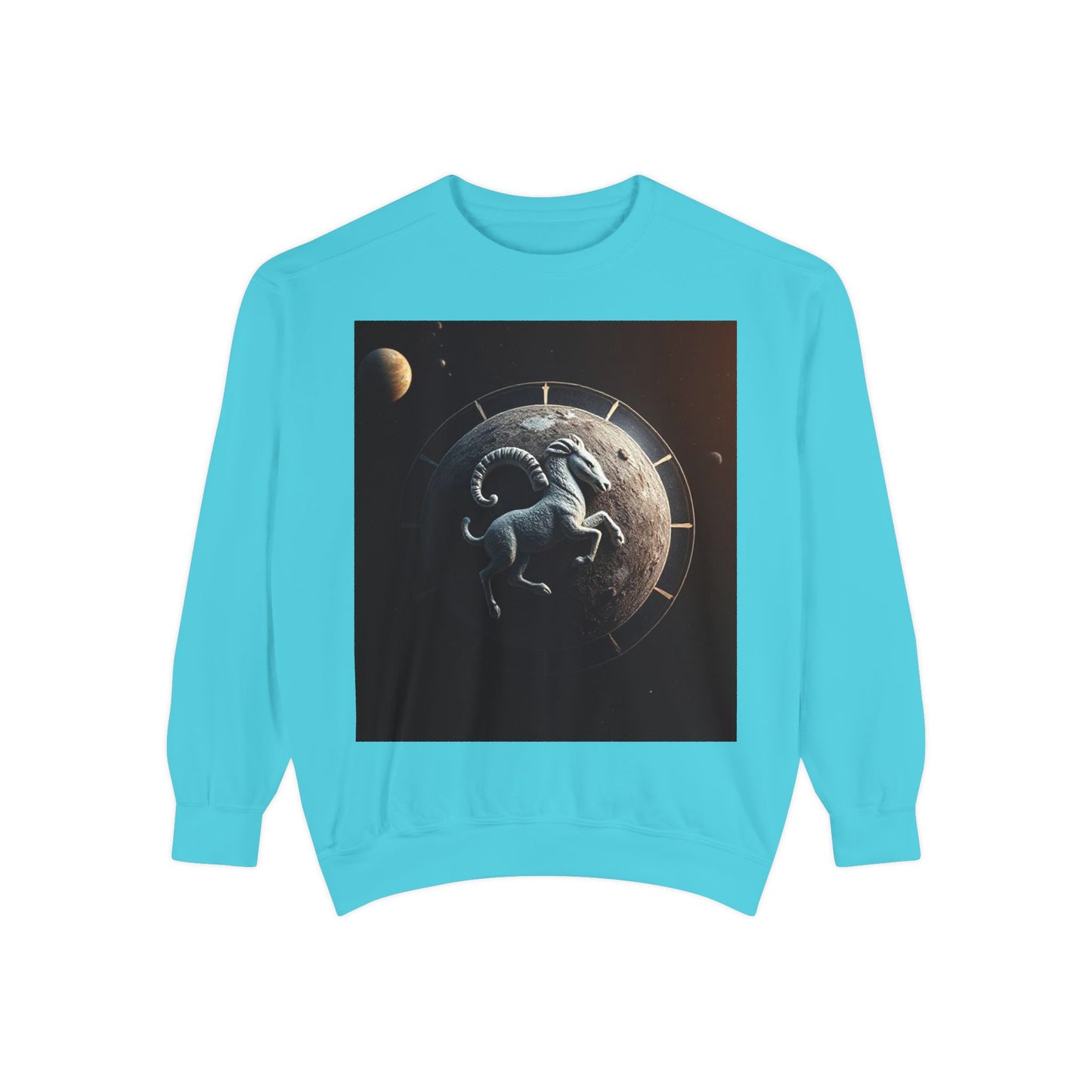 Garment-Dyed Sweatshirt, Unisex, Space Animal Design, Aries