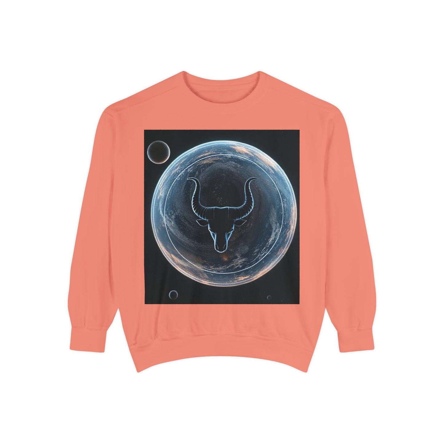 Garment-Dyed Sweatshirt, Unisex, Space Animal Design, Taurus