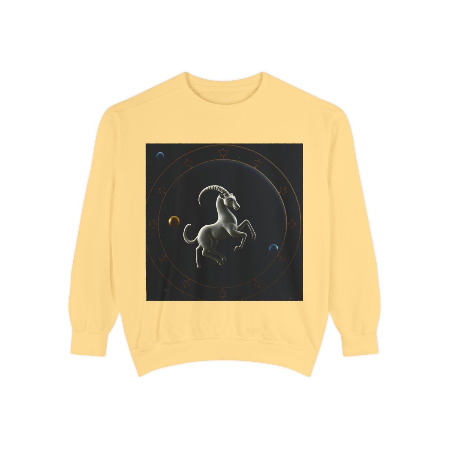 Garment-Dyed Sweatshirt, Unisex, Space Animal Design v1, Capricorn